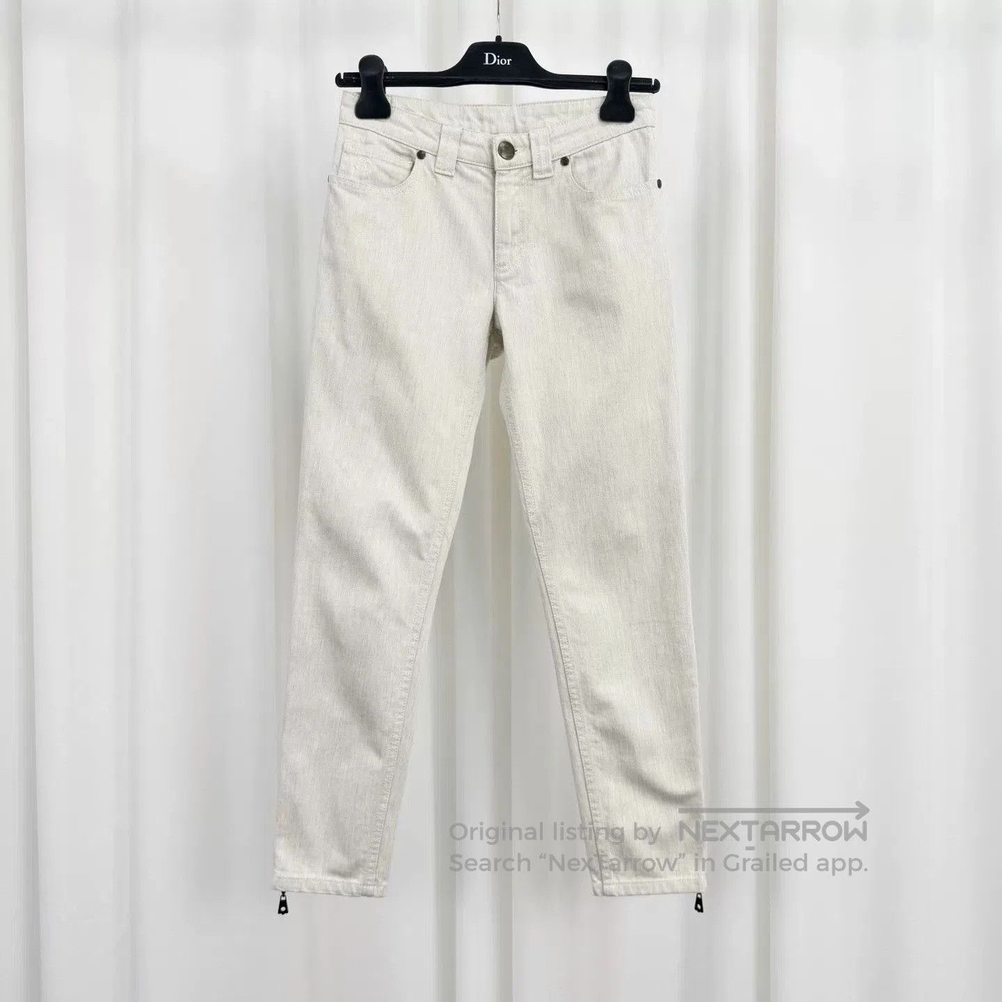 louis vuitton gray embroidered denim pants.