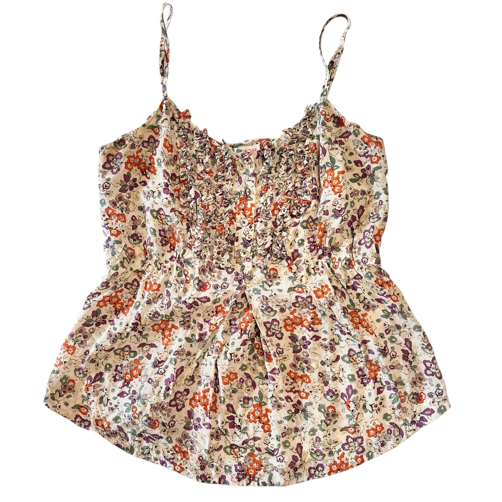 Rebecca Taylor Rebecca Taylor Floral Silk Peplum Ruffle Front Cami Y2K 4 Size S / US 4 / IT 40 - 2 Thumbnail