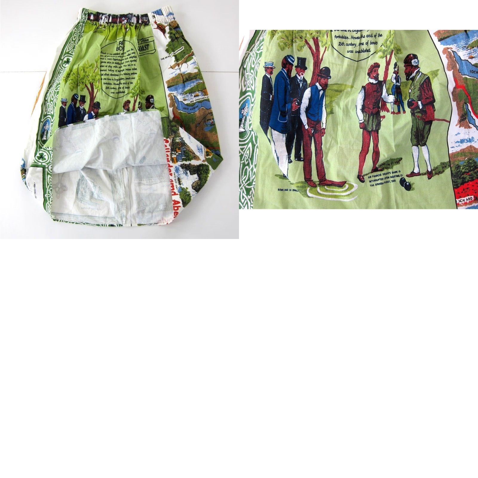 Vintage Or Clothing Cotton Green Blue Australia Lawn Bowling Midi Skirt Women Small Size 28" / US 6 / IT 42 - 8 Thumbnail