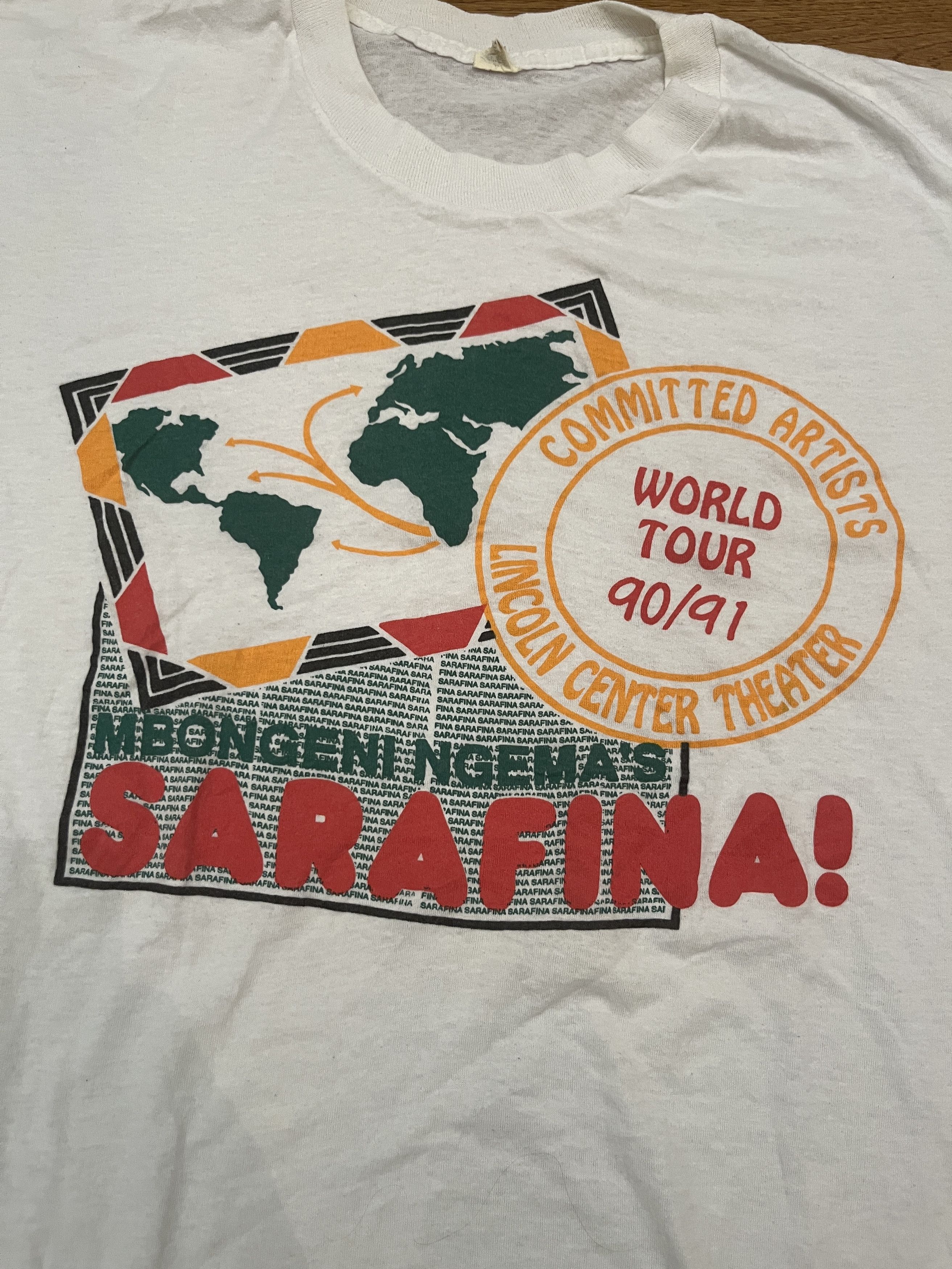 Vintage Vtg 1990 Sarafina! World Tour Single Stitch Screen Stars Tee Size US XL / EU 56 / 4 - 2 Thumbnail