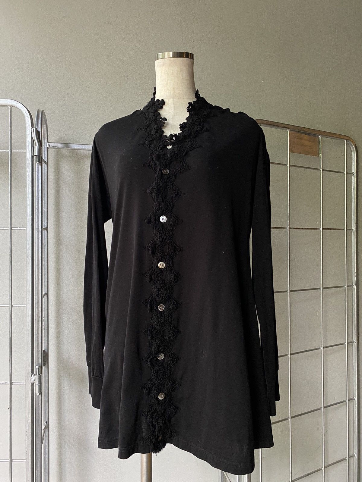 Zucca ZUCCA Black Long Sleeve Ruffle Cardigan Size ONE SIZE - 6 Thumbnail