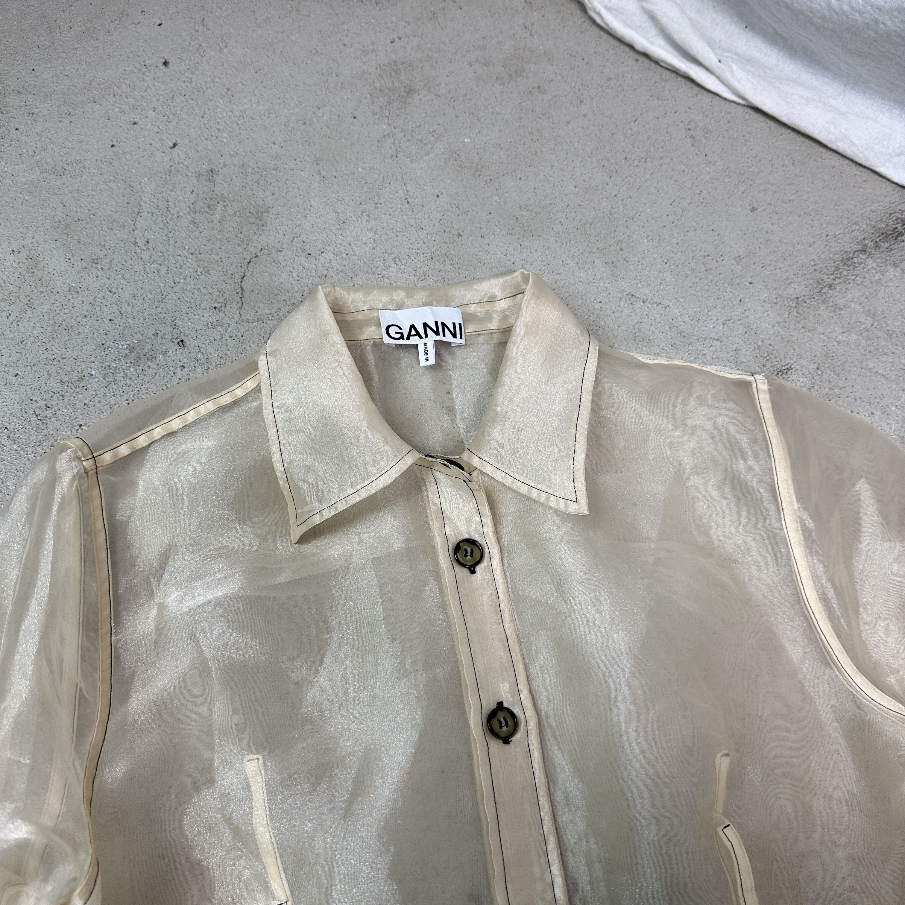 Ganni Vintage Ganni Sheer Oversize Nude Puffy Sleeves Shirt Y2K Size M / US 6-8 / IT 42-44 - 3 Thumbnail