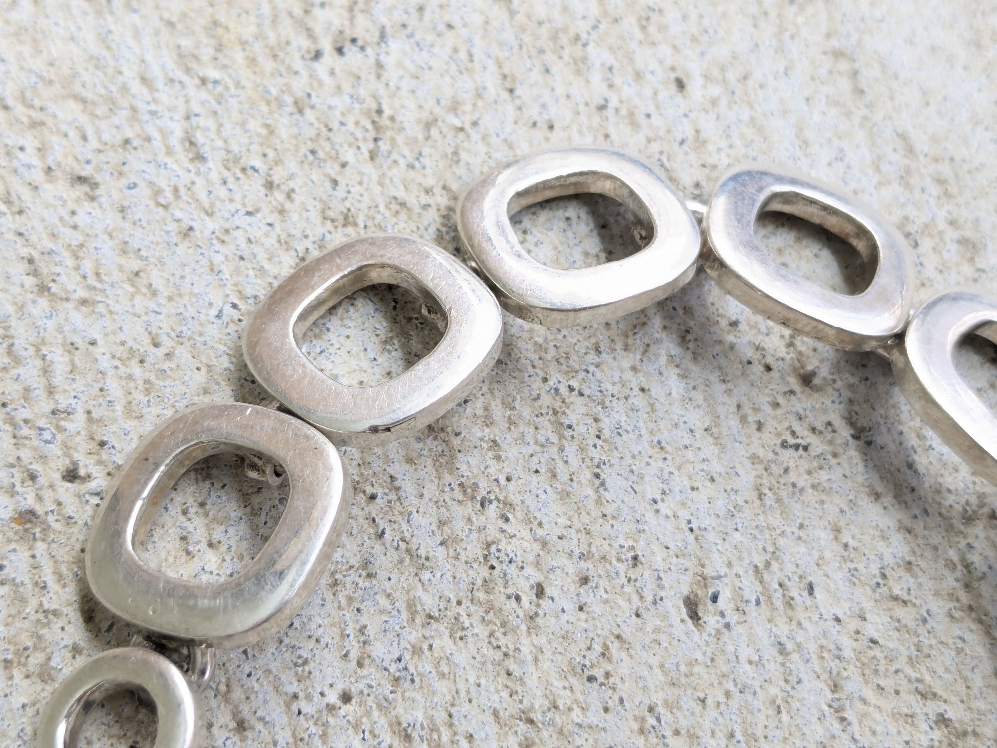 Sterling Silver × Vintage Sterling Silver Bracelet Round Square Modern Abstract Size ONE SIZE - 7 Thumbnail