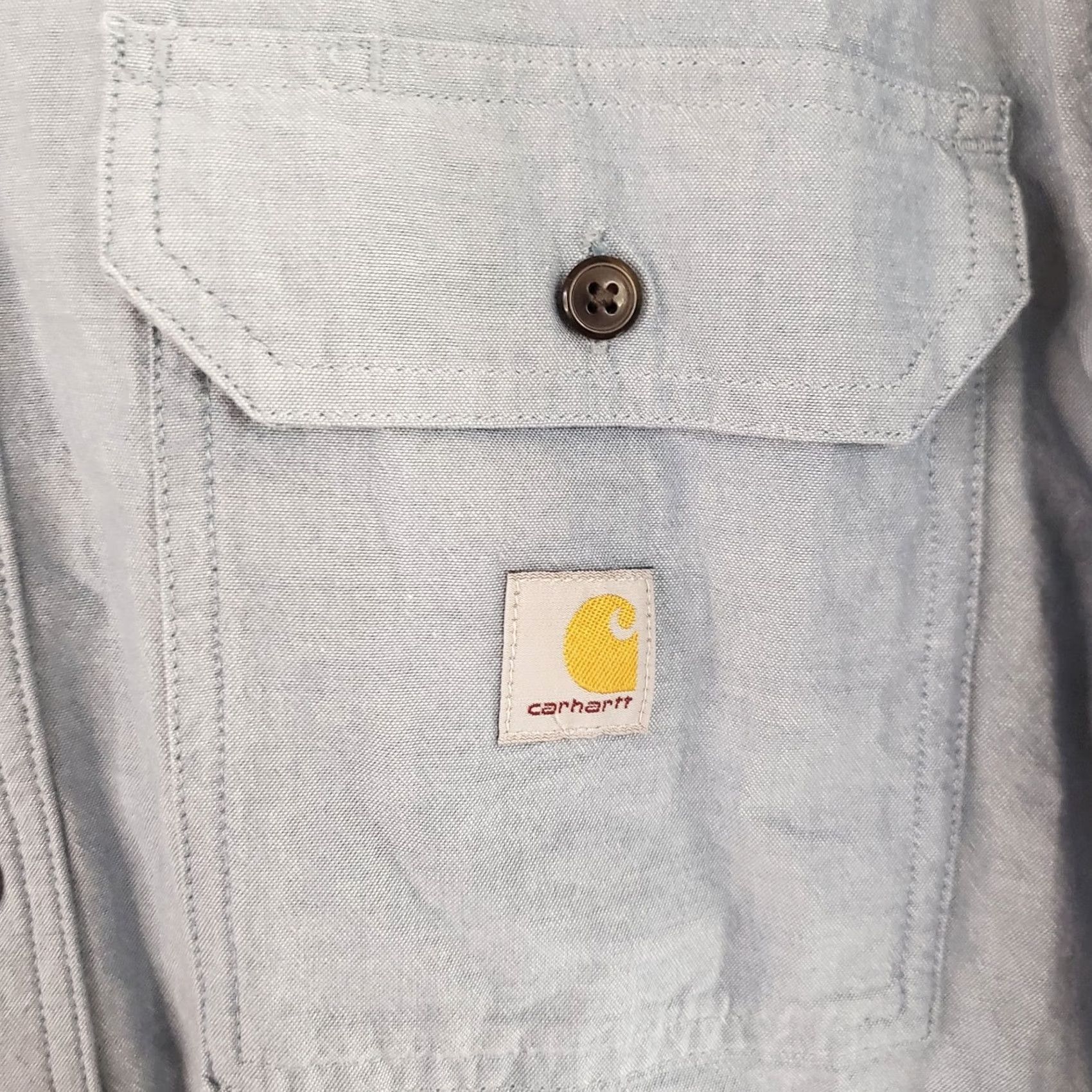 Carhartt VINTAGE Carhartt Denim Button Down Short Sleeve Relaxed Fit Mens L Loose Fit Work Shirt Size US L / EU 52-54 / 3 - 5 Thumbnail