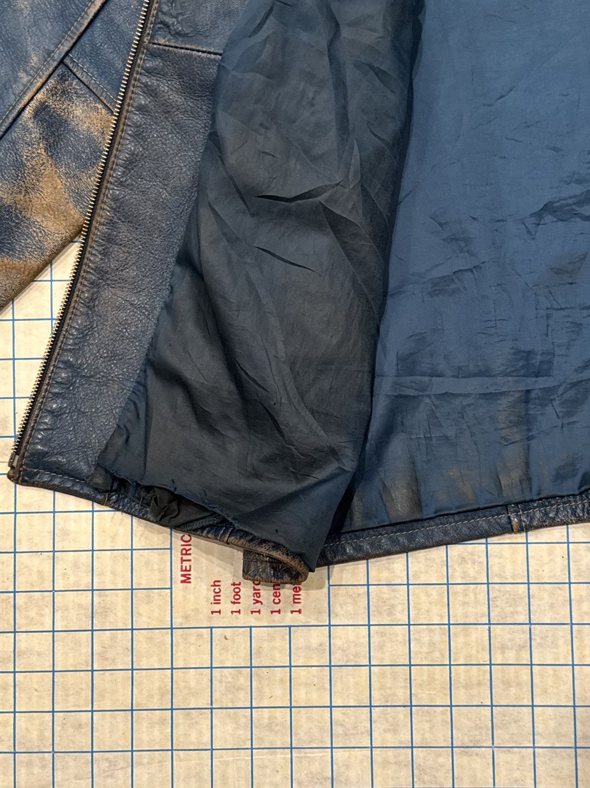 Danier Vintage Danier Cafe Racer Style Leather Jacket Cracking Blue Size US XL / EU 56 / 4 - 6 Thumbnail