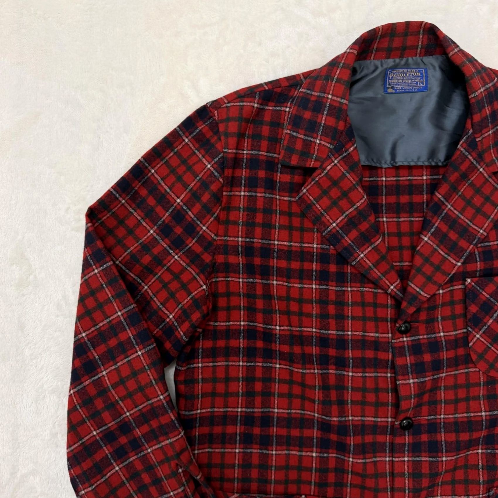 Pendleton VINTAGE Pendleton Blazer Sport Coat Mens Large Red Plaid Wool Jacket Made USA Size 42R - 7 Thumbnail