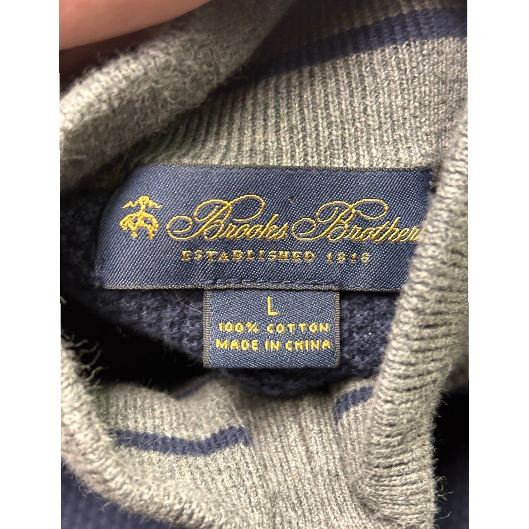 Brooks Brothers Brooks Brothers Mens Blue Textured Quarter Zip Cotton Sweater L Size US L / EU 52-54 / 3 - 2 Thumbnail