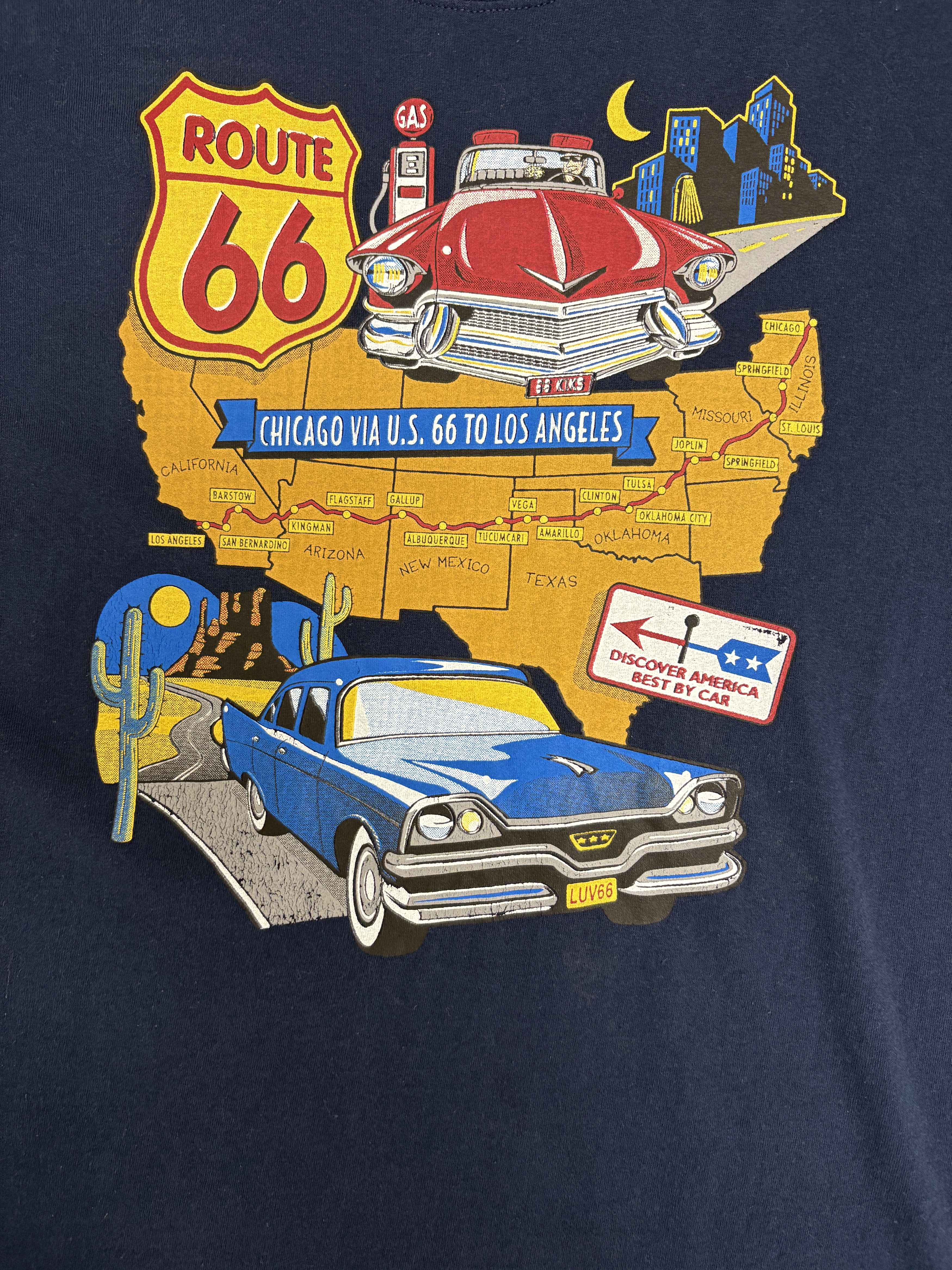 Vintage Route 66 Discover America Best By Car Vintage T-Shirt Tee Size US XL / EU 56 / 4 - 2 Thumbnail