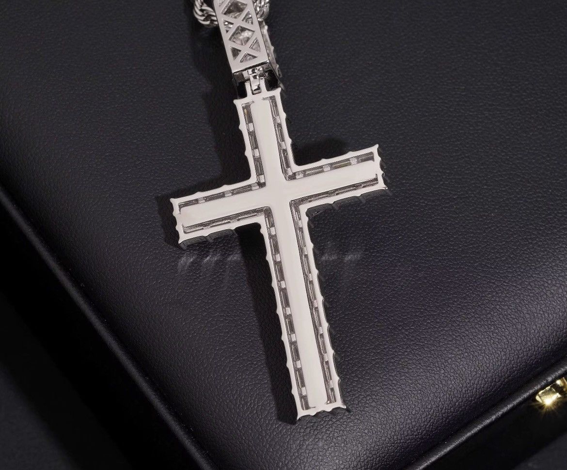 Other Silver Iced Out VVS Baguette Moissanite Crucifix Pendant Size ONE SIZE - 5 Thumbnail