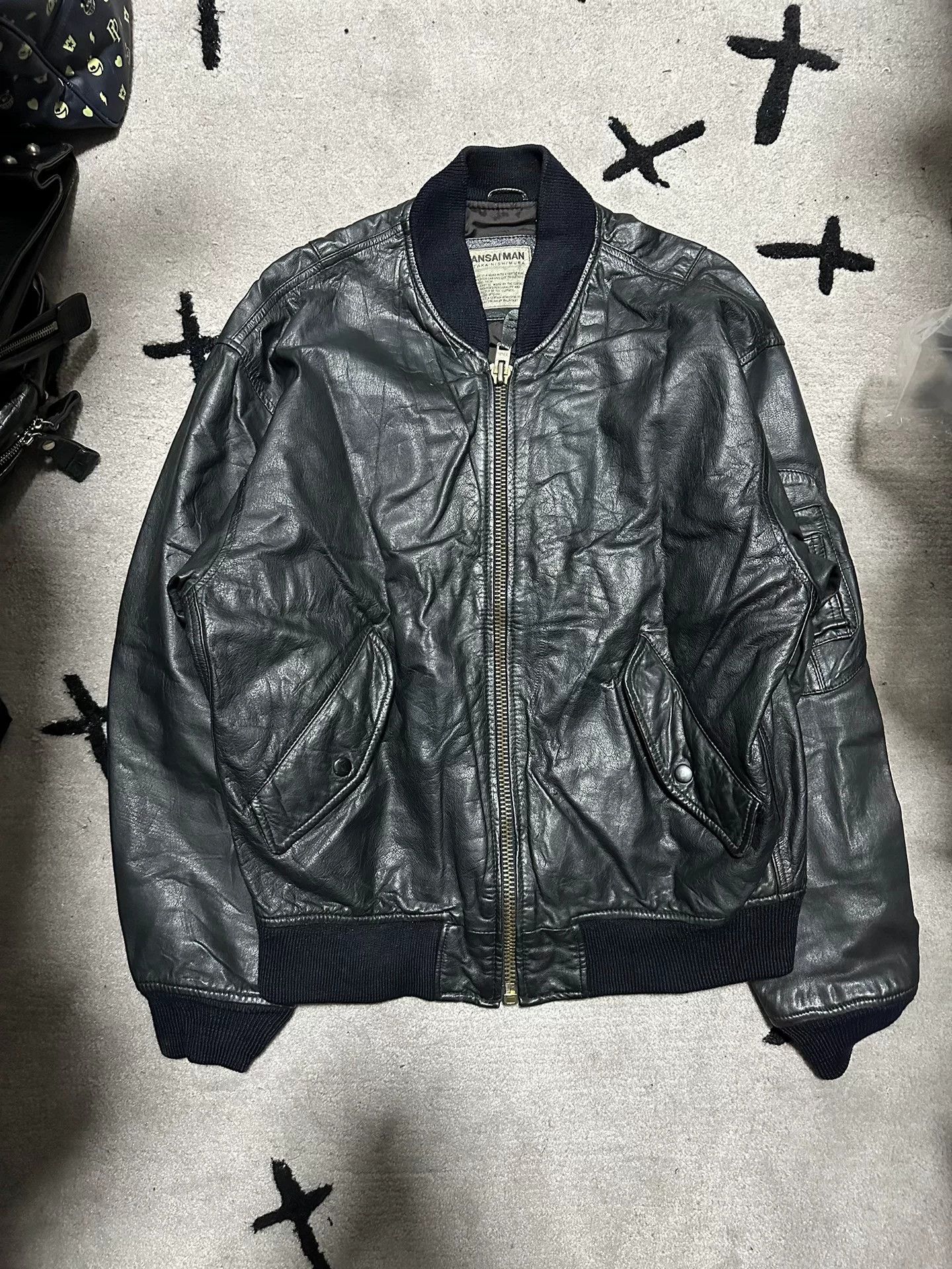 Japanese Brand Kansai Yamamoto 90s Leather Bomber Jacket Size US L / EU 52-54 / 3 - 1 Thumbnail