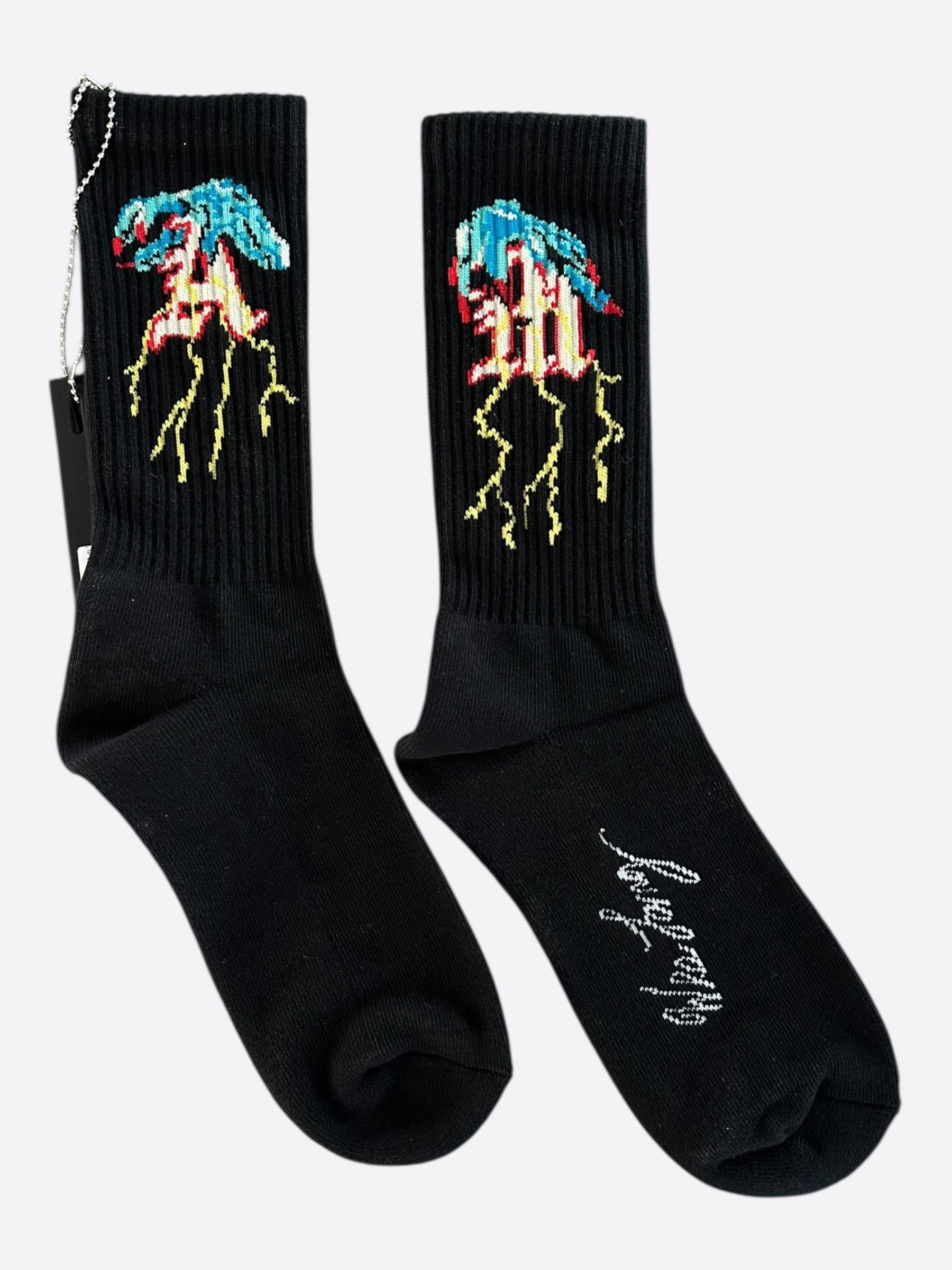 Amiri Amiri Wes Lang Black & Multicolor MA Hands Graphic Socks Size ONE SIZE - 1 Thumbnail