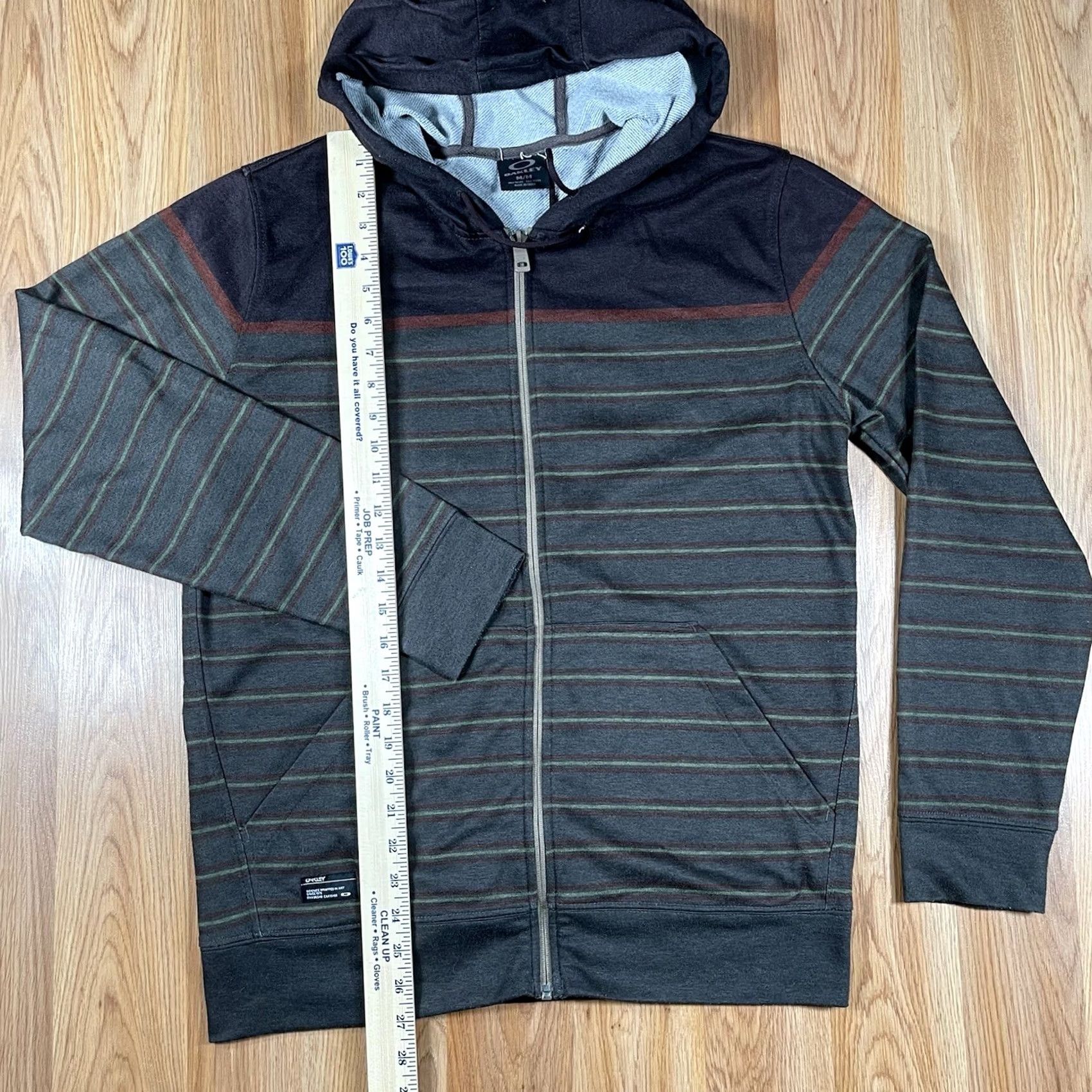 Oakley Oakley Full Zip Striped Hoodie Sweatshirt Mens Size M BrownBlack Polyester Size US M / EU 48-50 / 2 - 2 Thumbnail