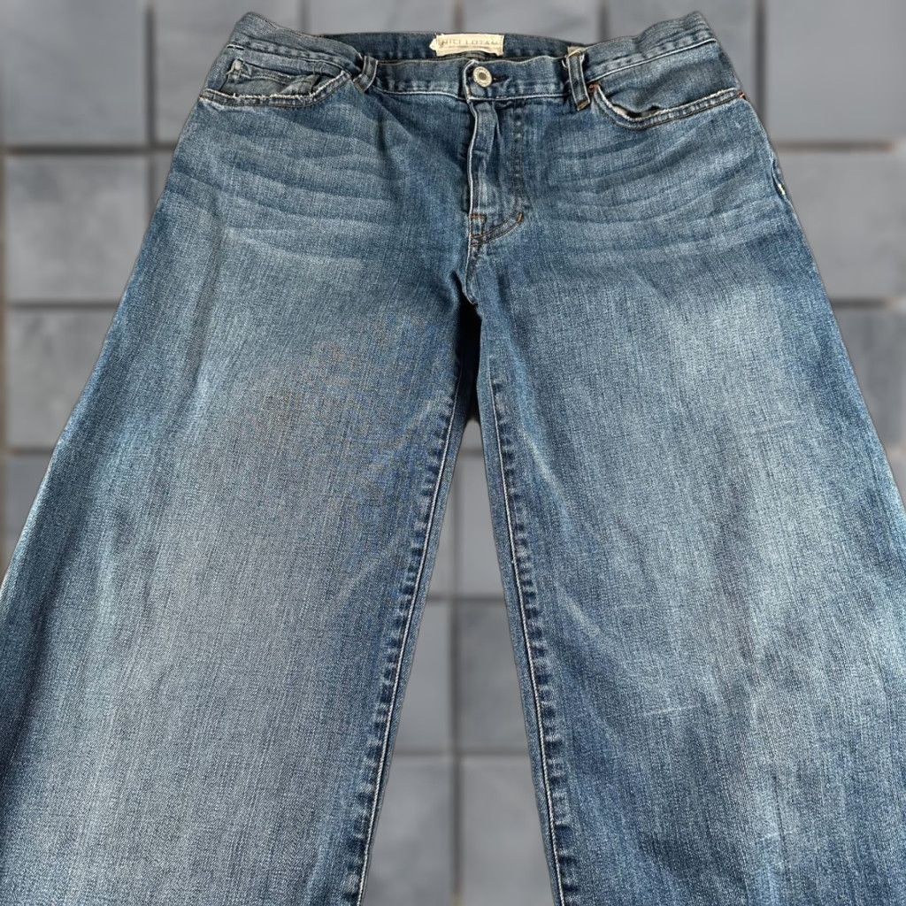 Nili Lotan **Womens Nili Lotan Blue Jean 30 Mid Rise Wide Leg Snap Side Button** User: **Nili Lotan Blue Jeans Womens 30 Mid Rise Wide Leg Snap Side Button** Size 30" / US 8 / IT 44 - 1 Thumbnail