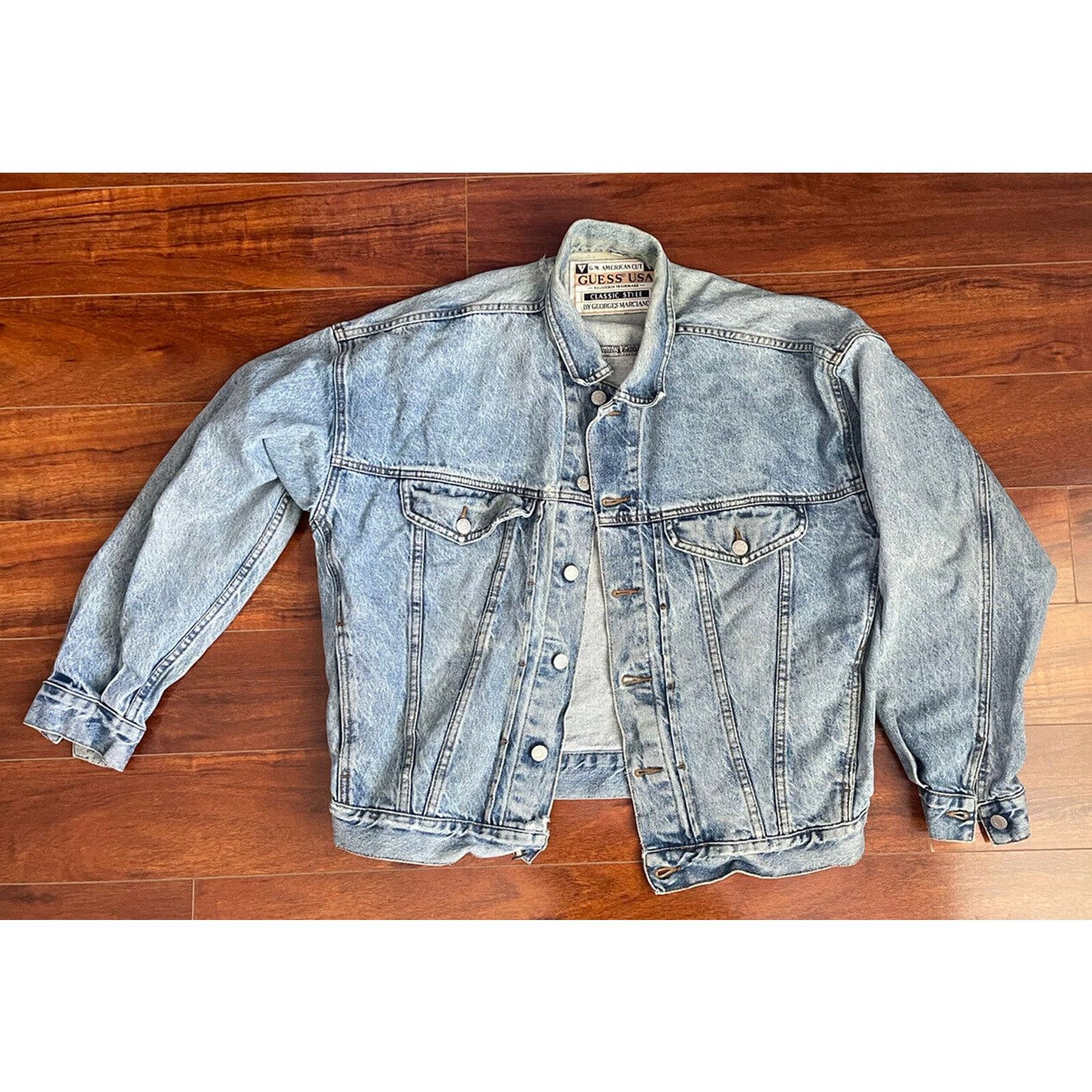 Guess Guess Vintage 80s 90s Blue Denim Trucker Jacket L Classic Grailed
