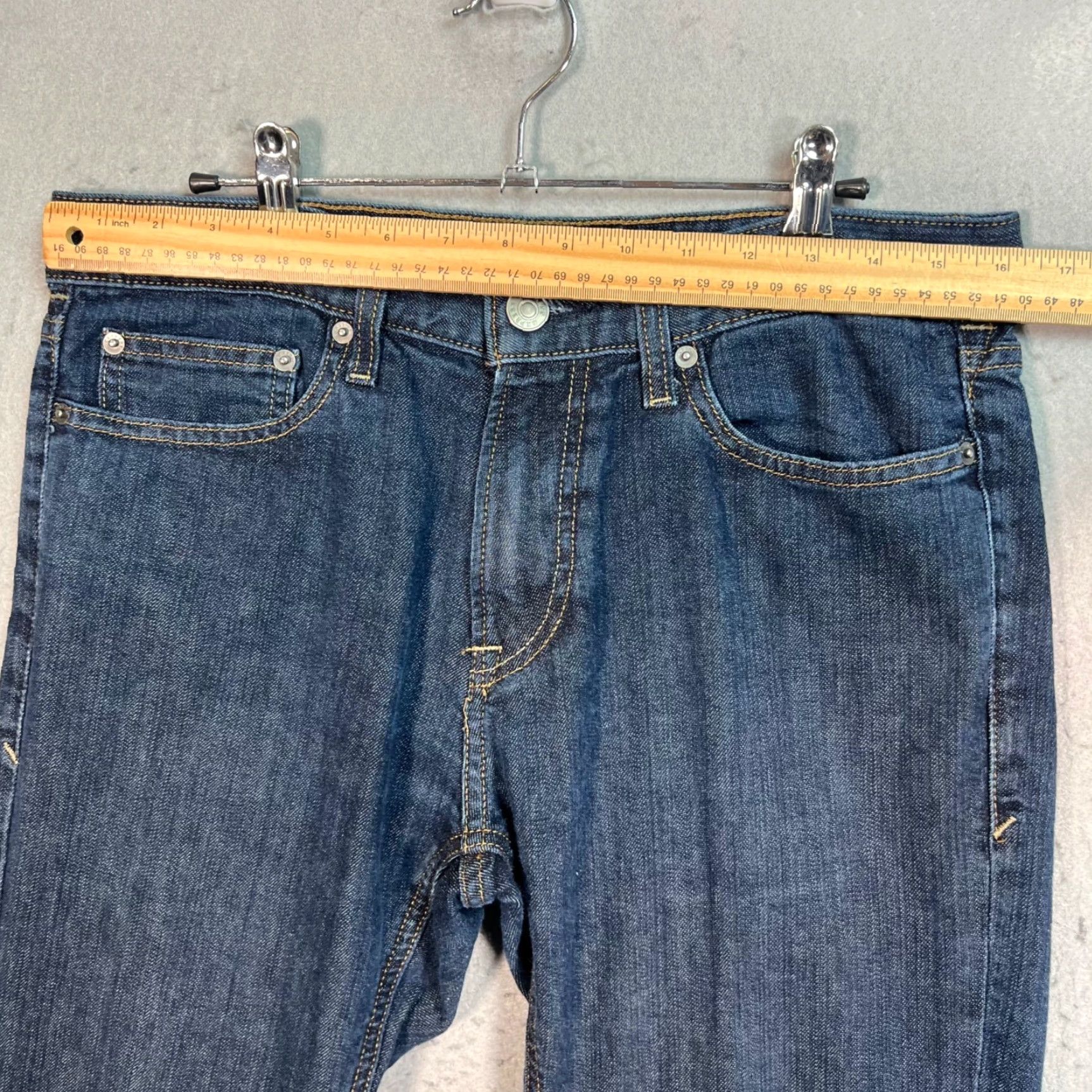 Express Express Jeans Mens Size 32 x 32 Blue Dark Wash Slim Stretch Denim Jeans 5-Pocket Straight Style Casual Regular Fit Size US 32 / EU 48 - 6 Thumbnail