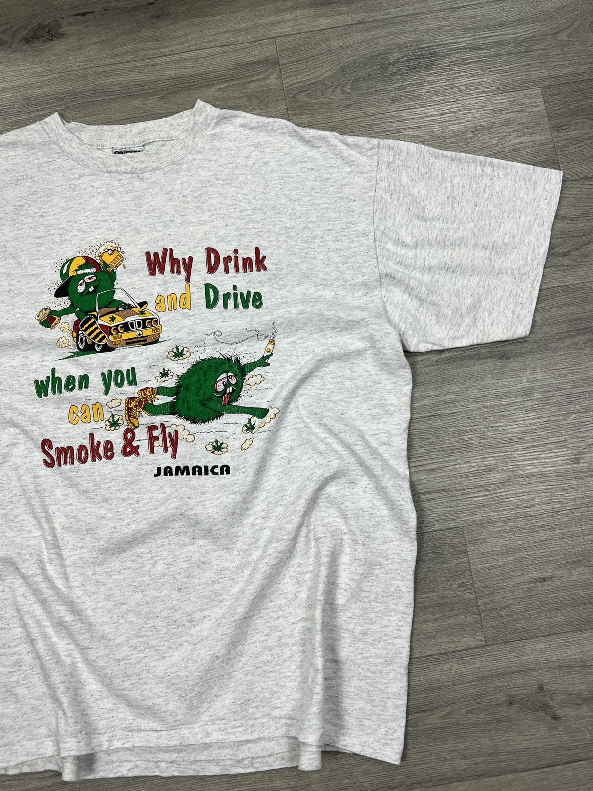 Other Vintage USA 90s Oneita Power-T Smoke & Fly Jamaica Shirt XL Size US XL / EU 56 / 4 - 3 Thumbnail