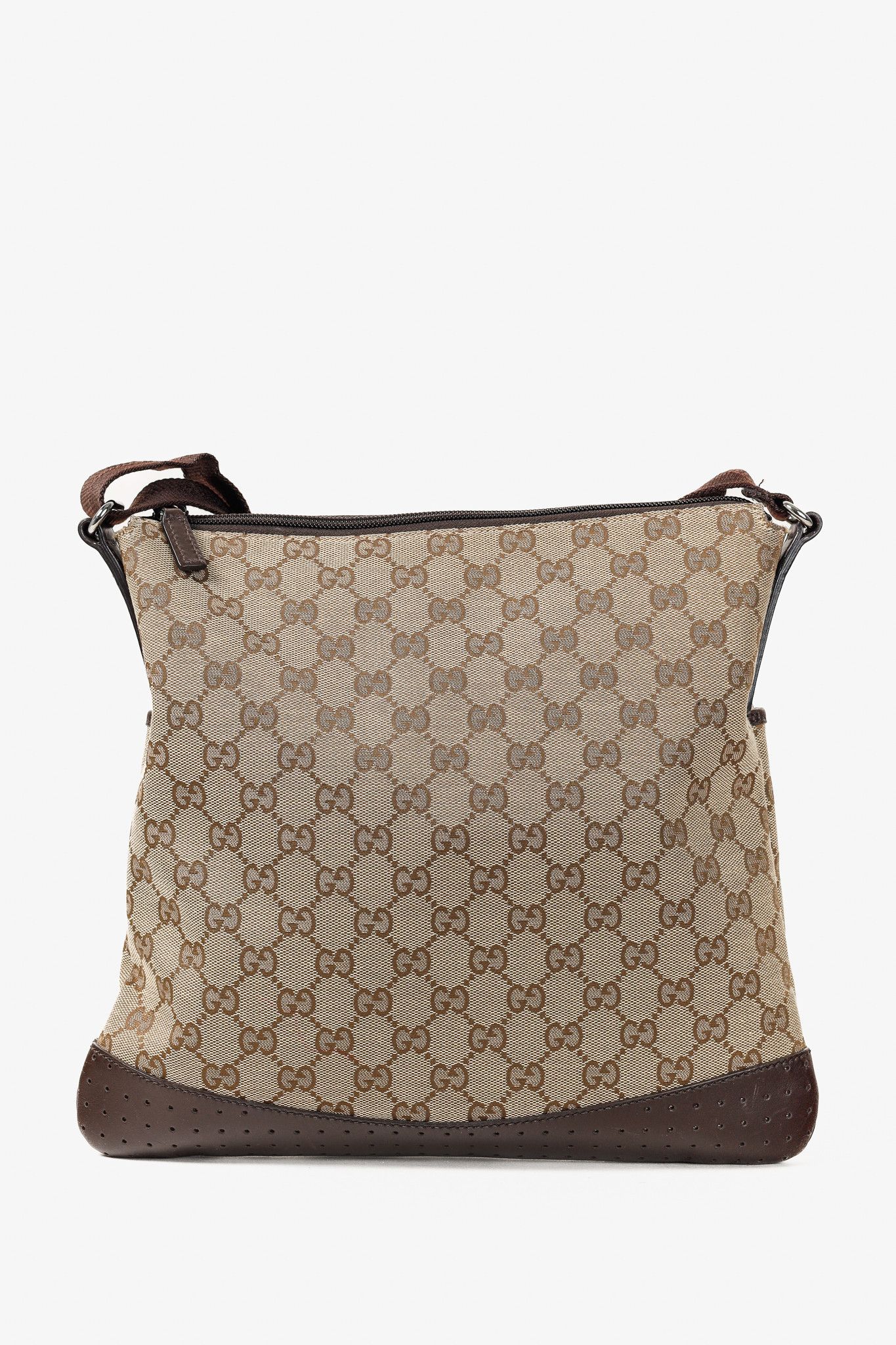 Gucci Gucci GG Monogram Canvas Brown Leather Trim Messenger Bag Size ONE SIZE - 4 Thumbnail