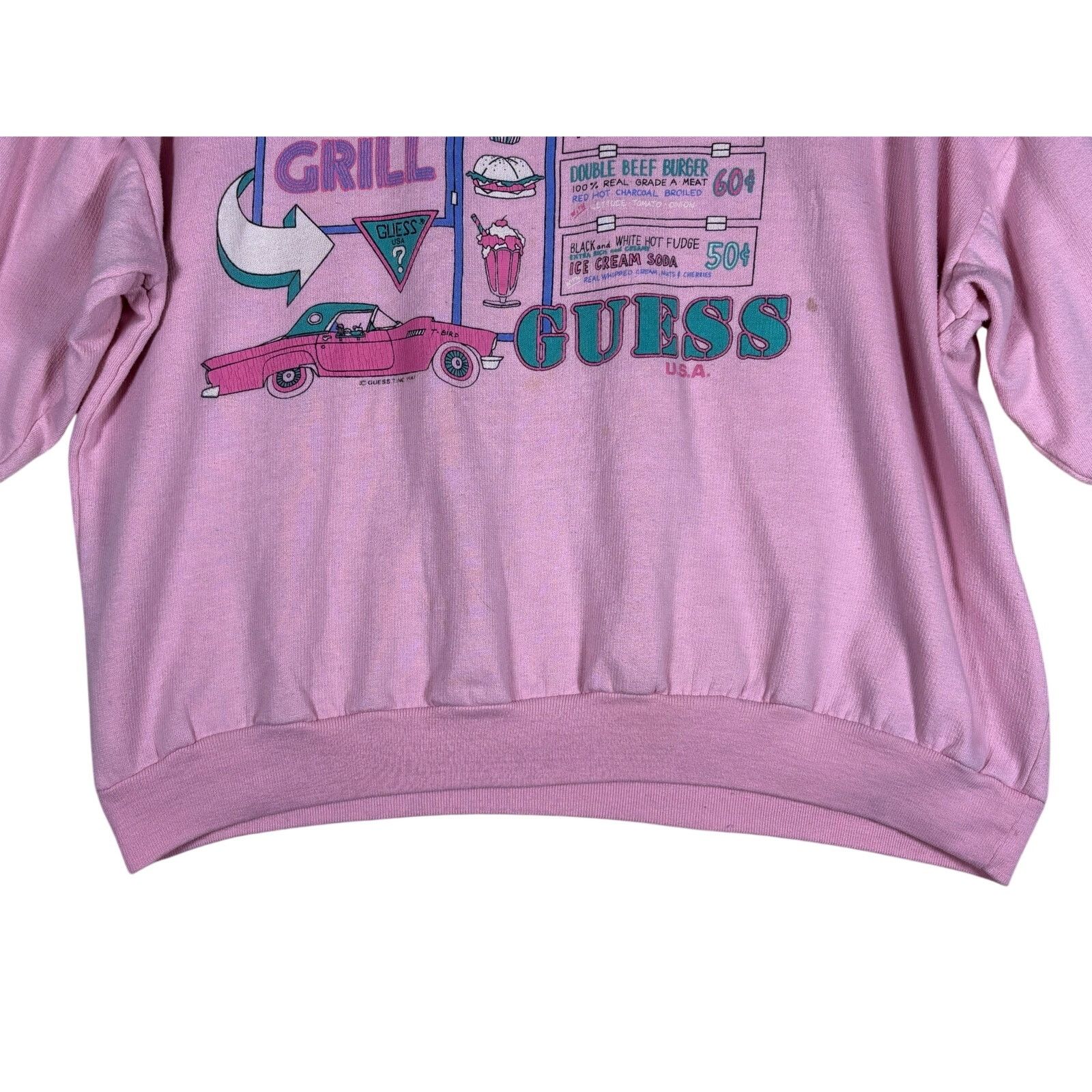 Guess Vintage Guess Diner Grill Pink Crewneck Sweatshirt USA Made Size L / US 10 / IT 46 - 13 Thumbnail