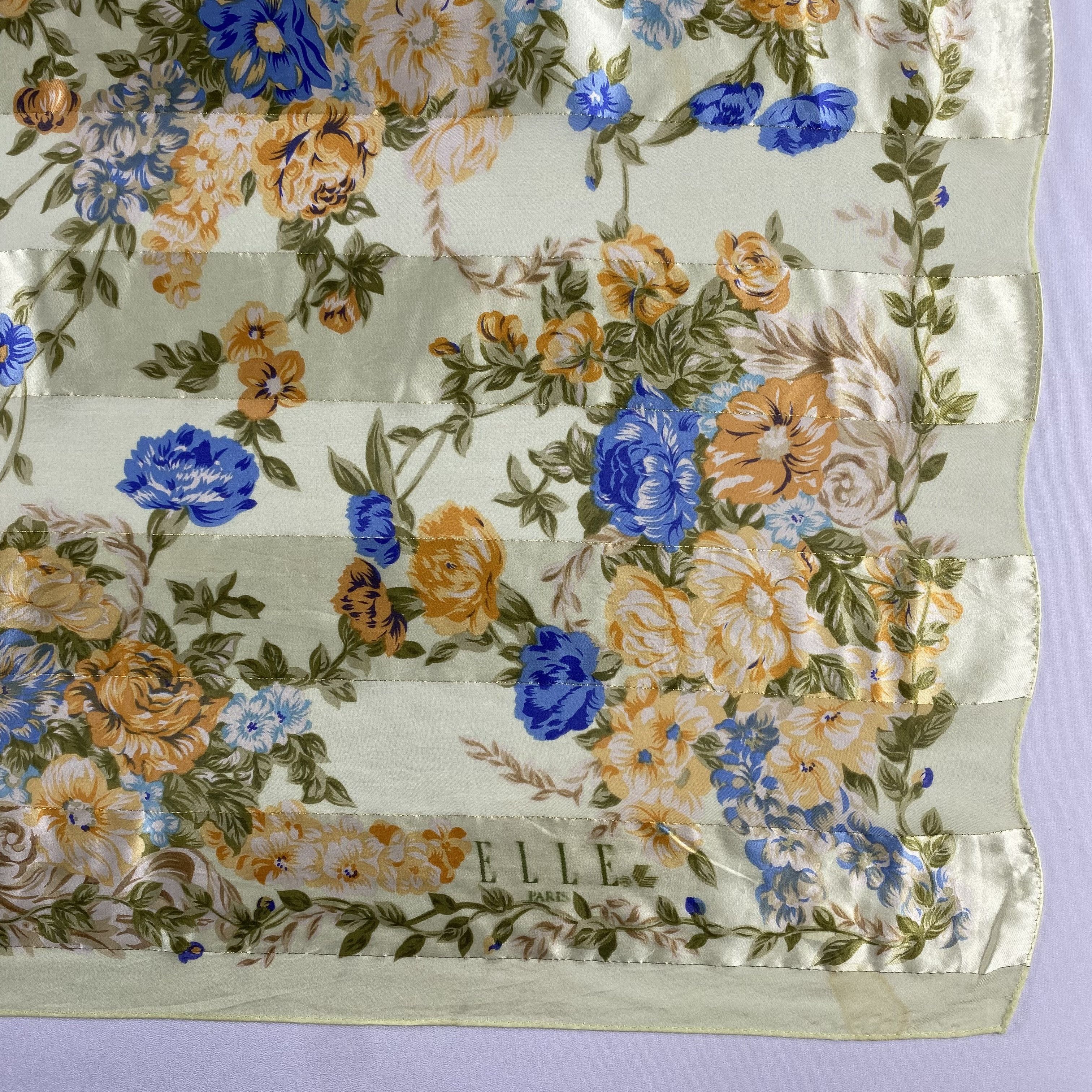 Japanese Brand × Vintage Vintage Elle Paris Floral Silk Scarf SS054 Size ONE SIZE - 2 Thumbnail