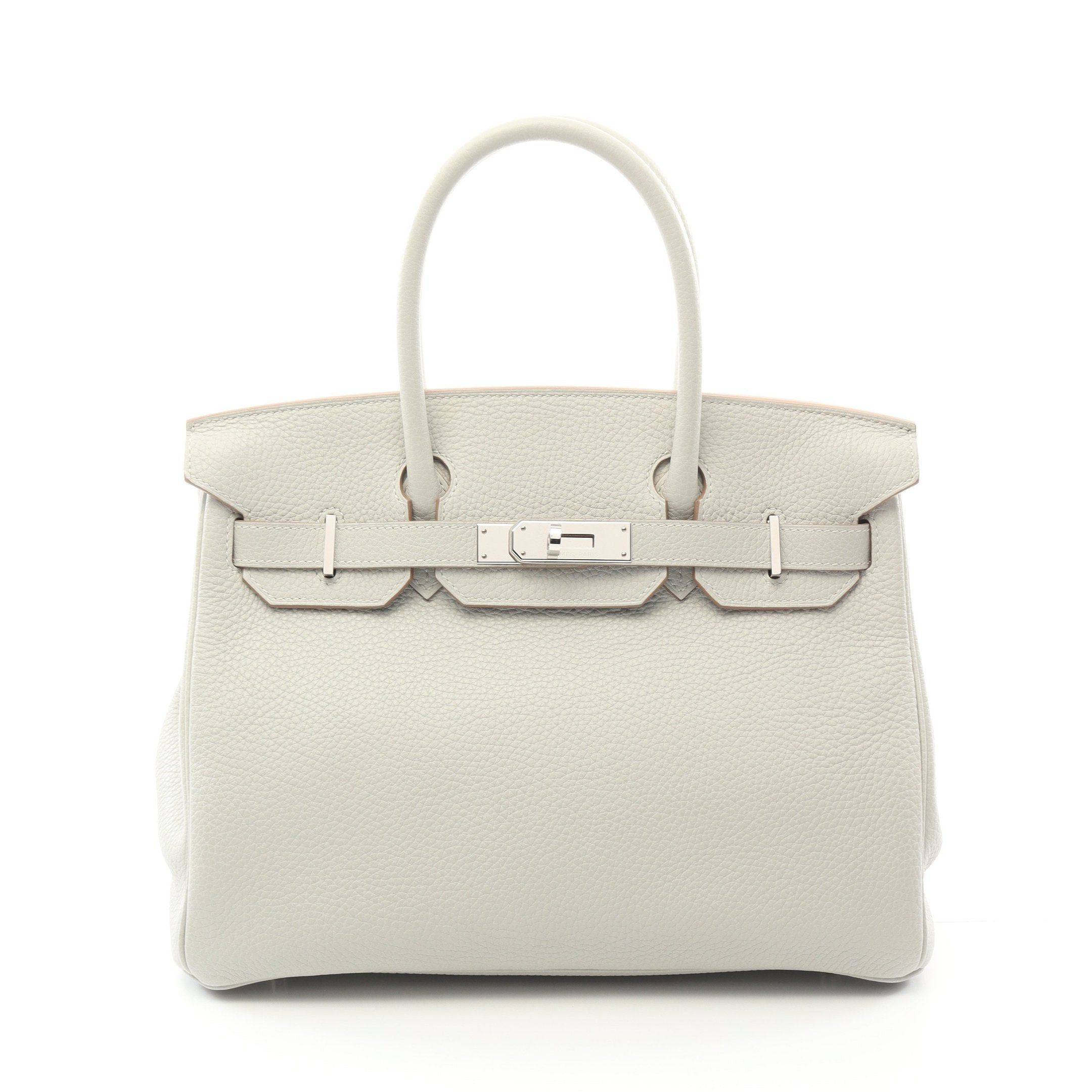 Hermes Hermes Birkin 30 Gris Perle Handbag Clemence Leather Light Gray Silver Hardware C Engraved Size ONE SIZE - 1 Thumbnail