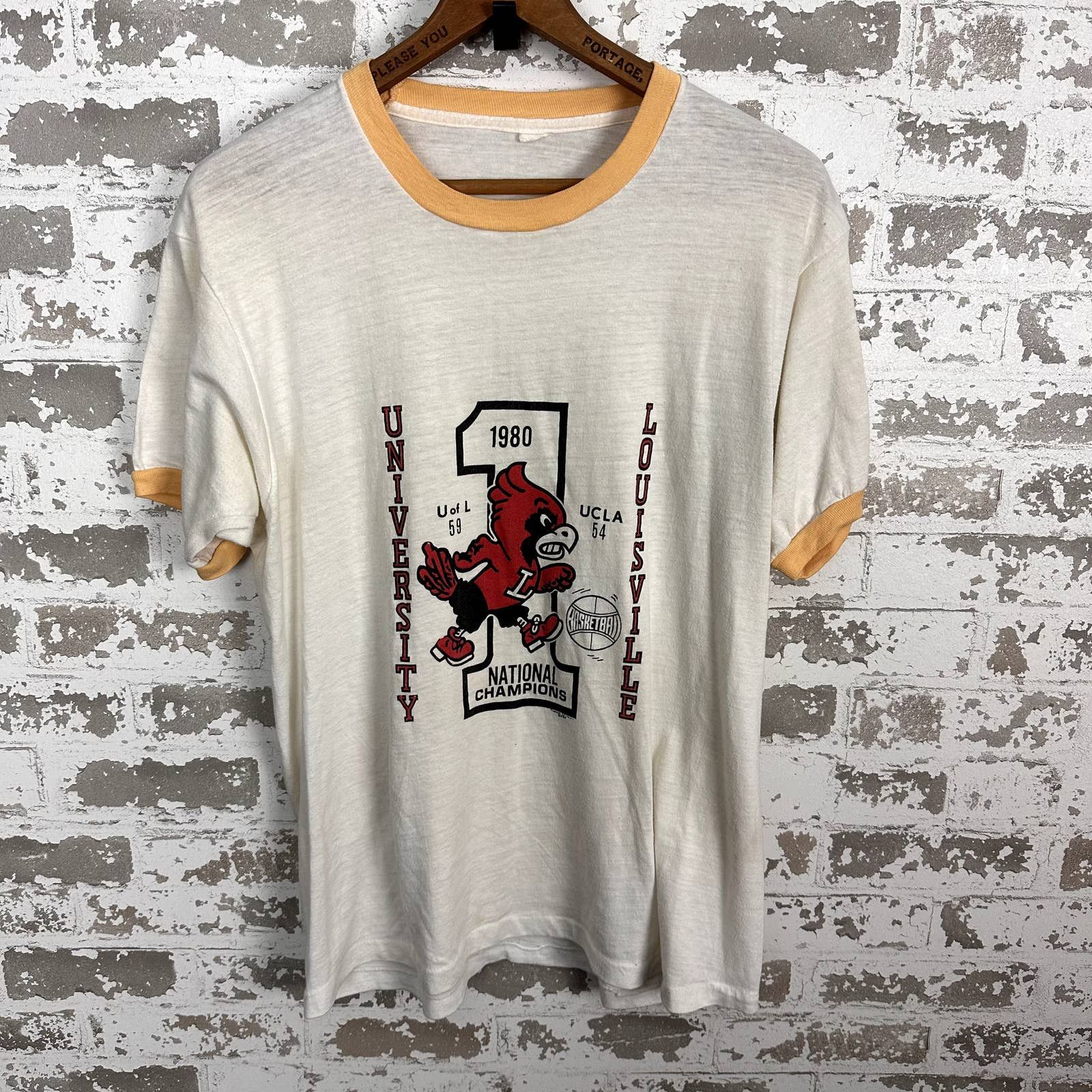 Shirts, Vintage Louisville Uofl Single Stitch Graphic Shirt Tee Size Large