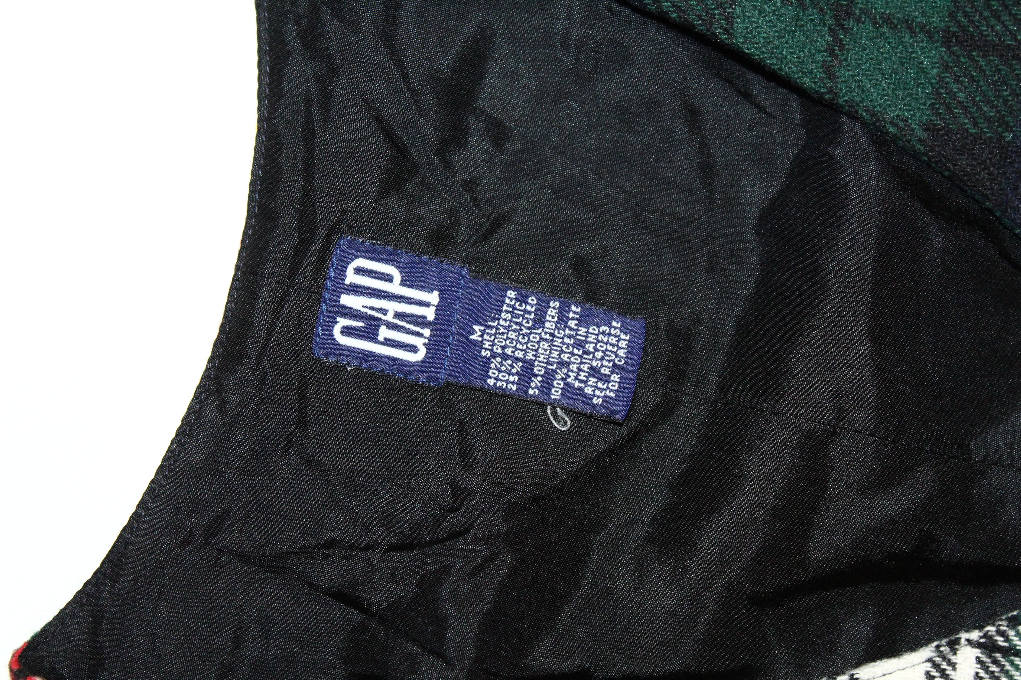 Japanese Brand 🔥90's GAP Tartan Patchwork Recycled Tweed Wool Lined Vest Size US M / EU 48-50 / 2 - 3 Thumbnail