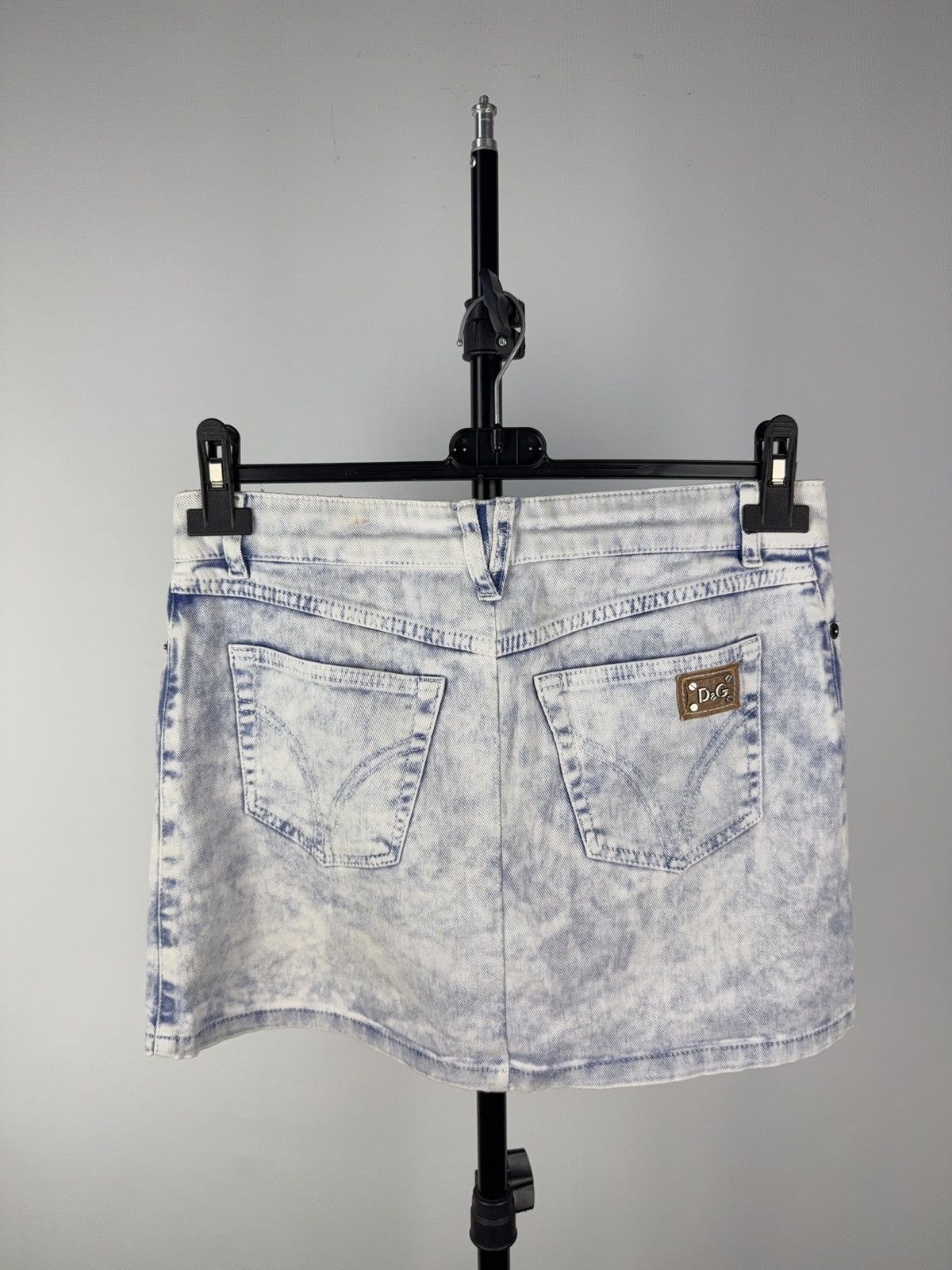 Designer × Dolce & Gabbana D&G Bleached Denim Mini Skirt Y2K Low Rise Size 27 Italy Size 27" / US 4 / IT 40 - 5 Thumbnail