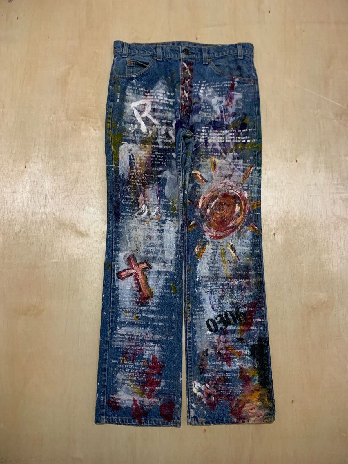 Levi's × Levi's Vintage Clothing × Vintage Vintage Levis Orange Tab Painted Denim Jeans Size US 34 / EU 50 - 2 Thumbnail