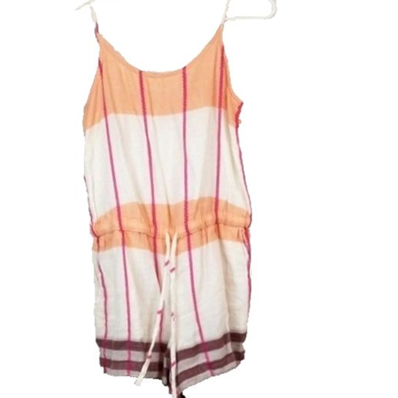 Lou & Grey Lou & Grey Romper Small White Pink Plaid Sleeveless Shorts Beach Womens Size 28" / US 6 / IT 42 - 3 Thumbnail