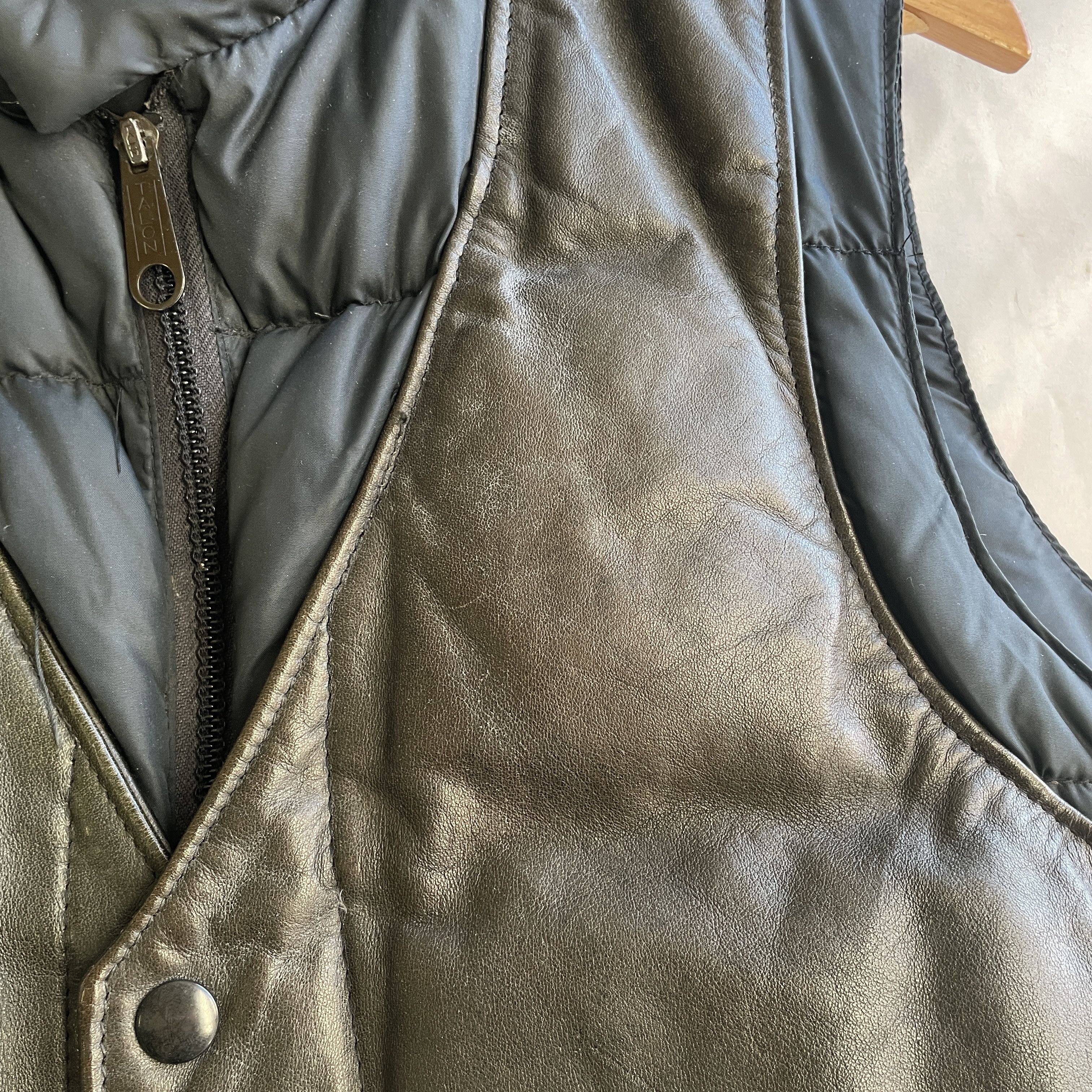 Schott Down by Schott Vintage 80's 123V Down Leather Vest Size 38 Size US M / EU 48-50 / 2 - 12 Thumbnail