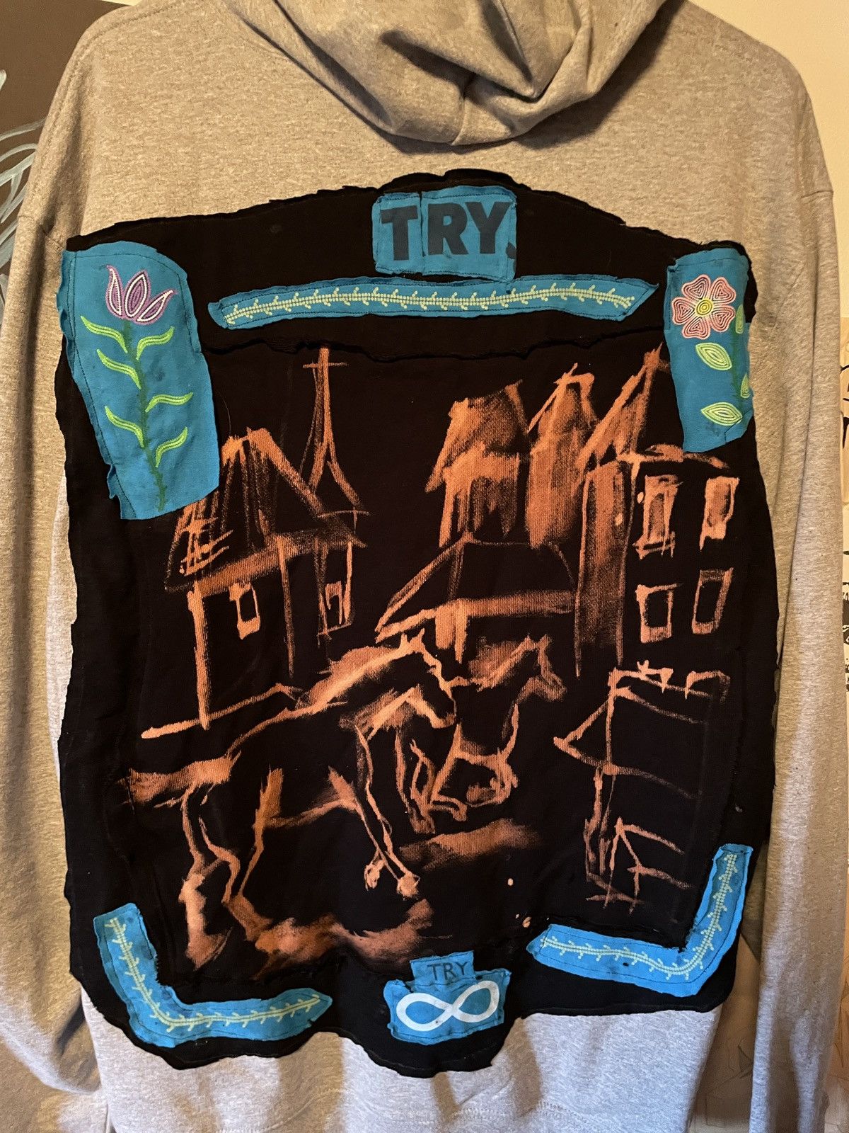 Vintage Grey “Try” Hoodie Size US XL / EU 56 / 4 - 3 Thumbnail