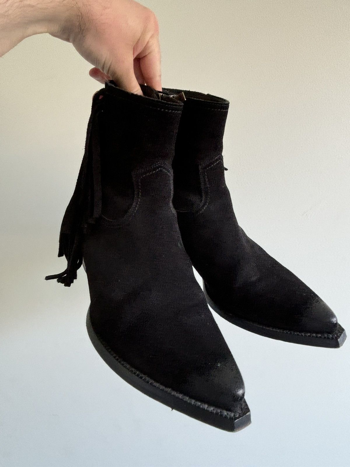 Saint Laurent Paris Saint Laurent Black Fringed Lukas Boots Size US 8 / EU 41 - 8 Thumbnail