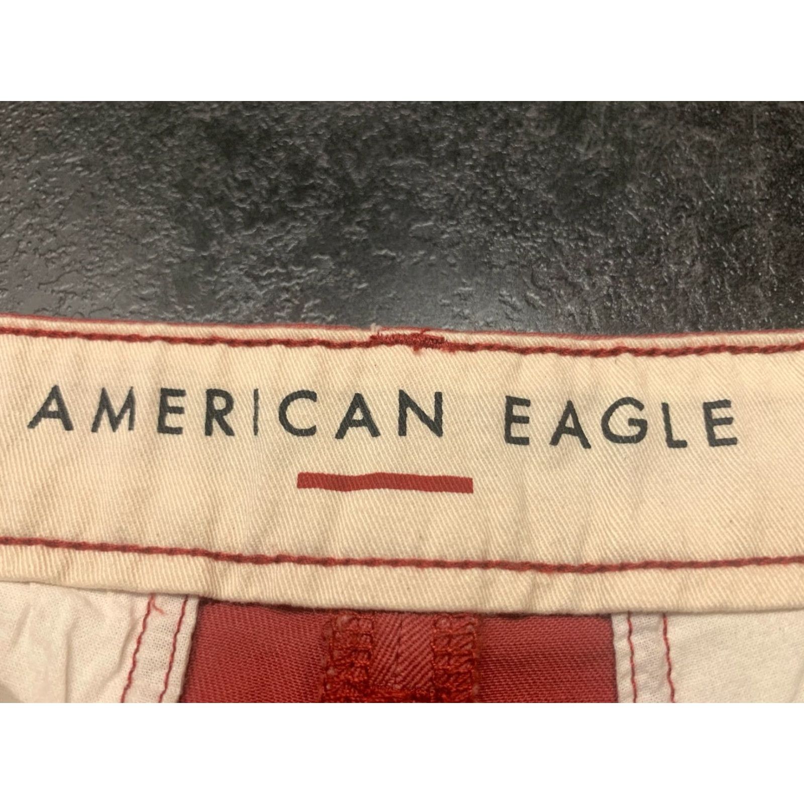 American Eagle Outfitters American Eagle Slim Fit Chino Shorts Men Size 31 Brick Red Cotton Elastane Flat Front Casual 31 Mens Regular Shorts Size US 31 - 4 Thumbnail