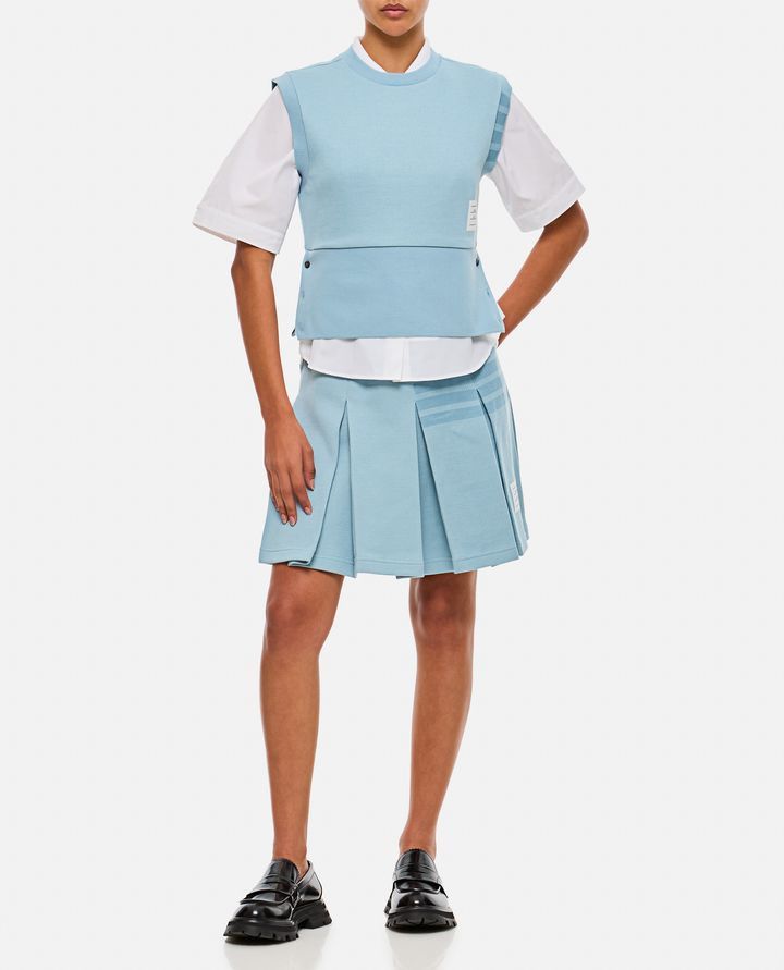 Thom Browne o1s22i1n0924 Knitted 4-Bar Pleated Skirts in Light Blue Size 28" / US 6 / IT 42 - 2 Thumbnail