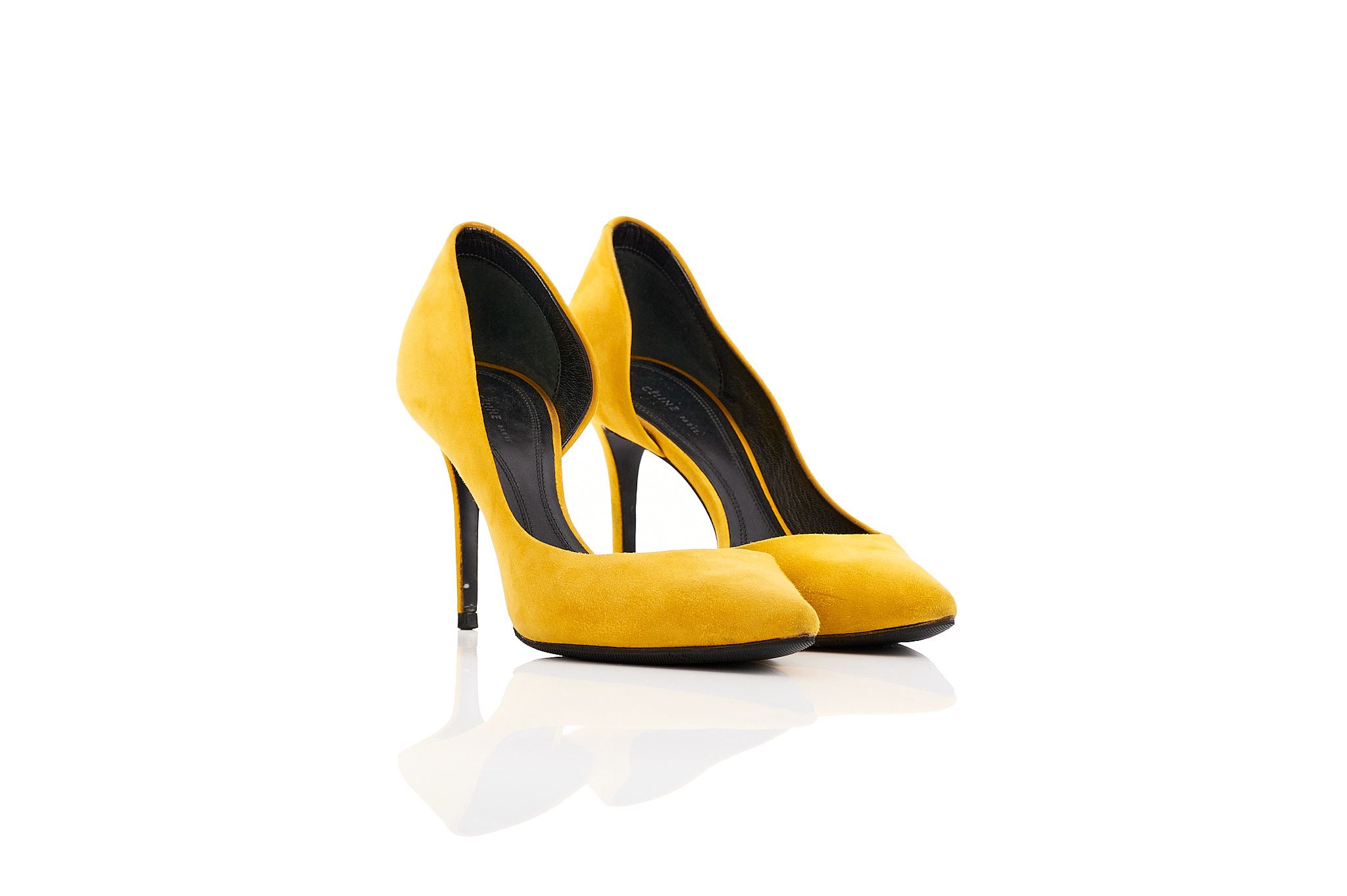 image of Celine D'orsay Pumps - Yellow Suede Heel Shoes, Women's (Size 6)