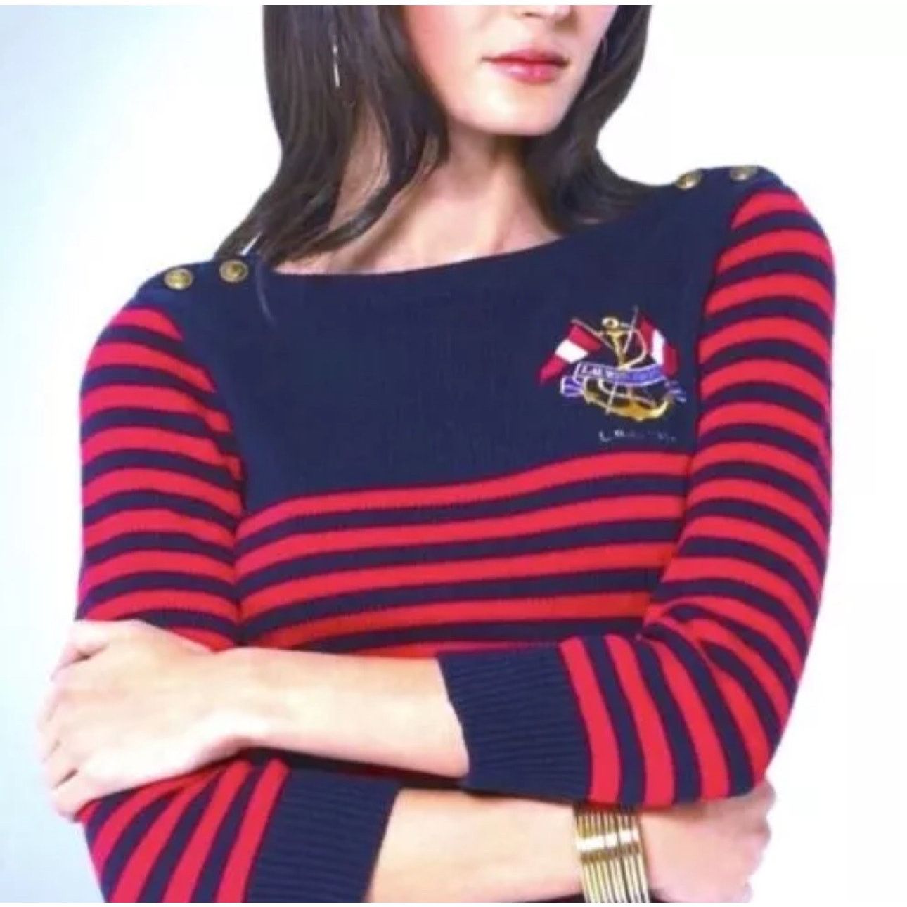 Lauren Ralph Lauren Ralph Lauren Sweater Embroidered Nautical Crest Buttons XL Size XL / US 12-14 / IT 48-50 - 1 Thumbnail