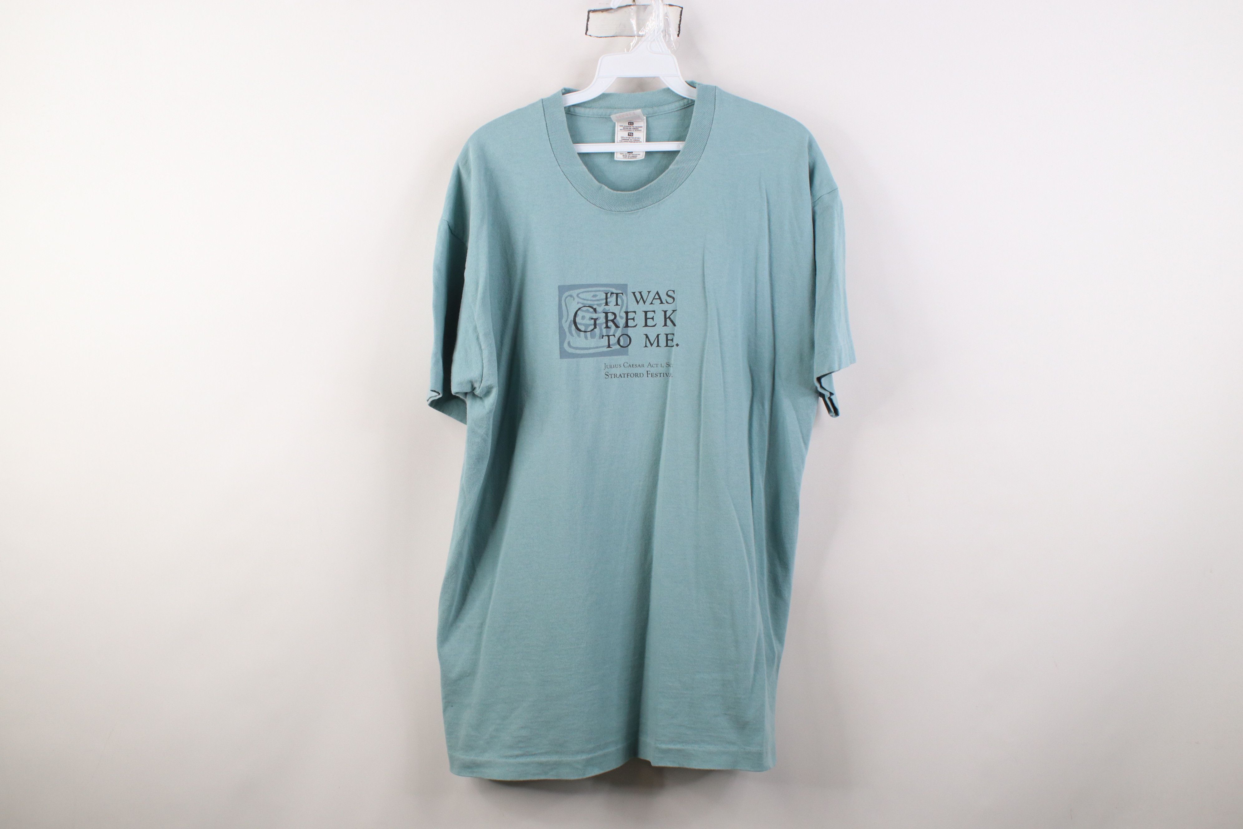 Vintage Vintage 90s Shakespeare It Was Greek To Me Caesar T-Shirt Size US XL / EU 56 / 4 - 1 Thumbnail