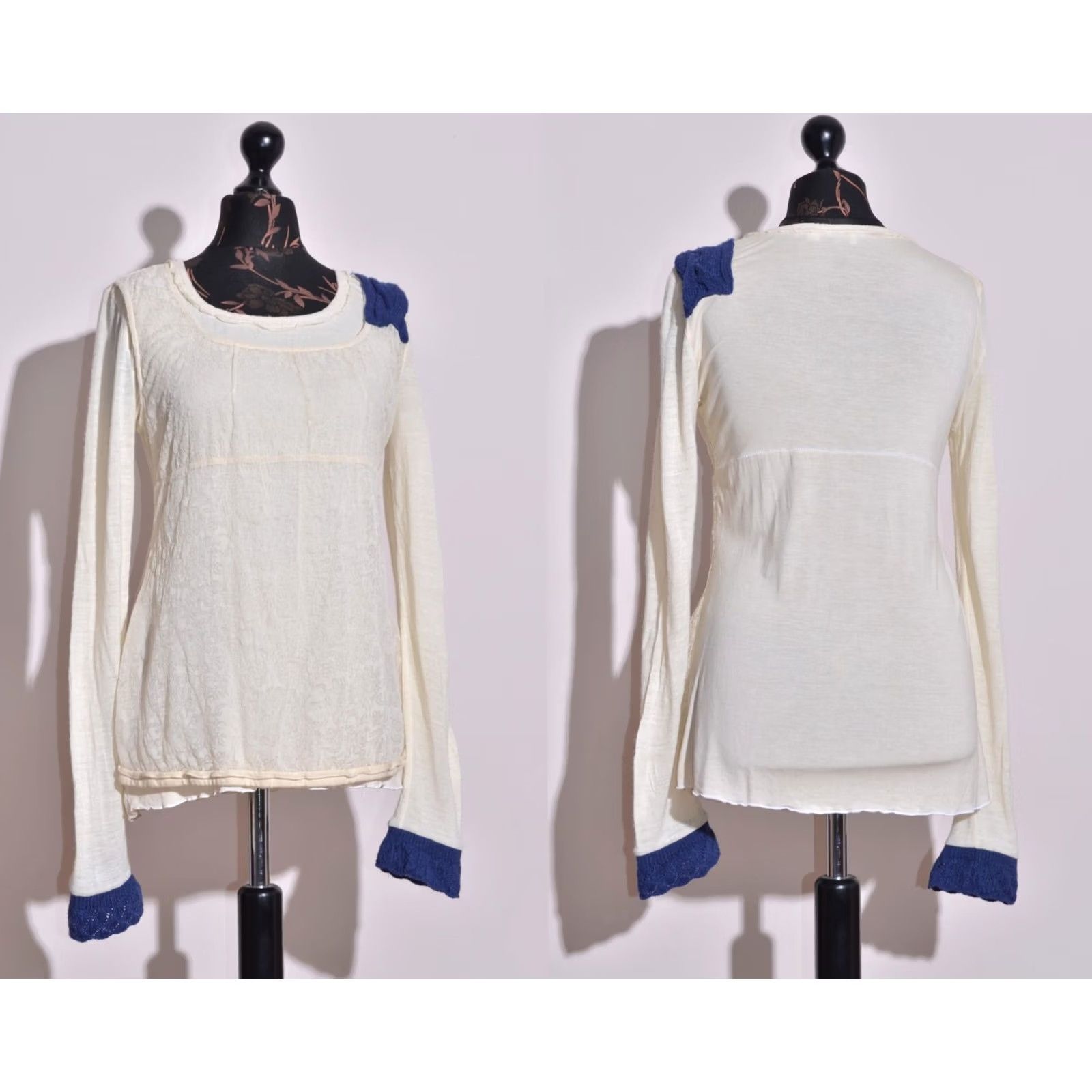 Vintage Elisa Cavaletti Jumper Women Ivory Long Sleeve Knit Wool/Cotton L Size L / US 10 / IT 46 - 2 Thumbnail