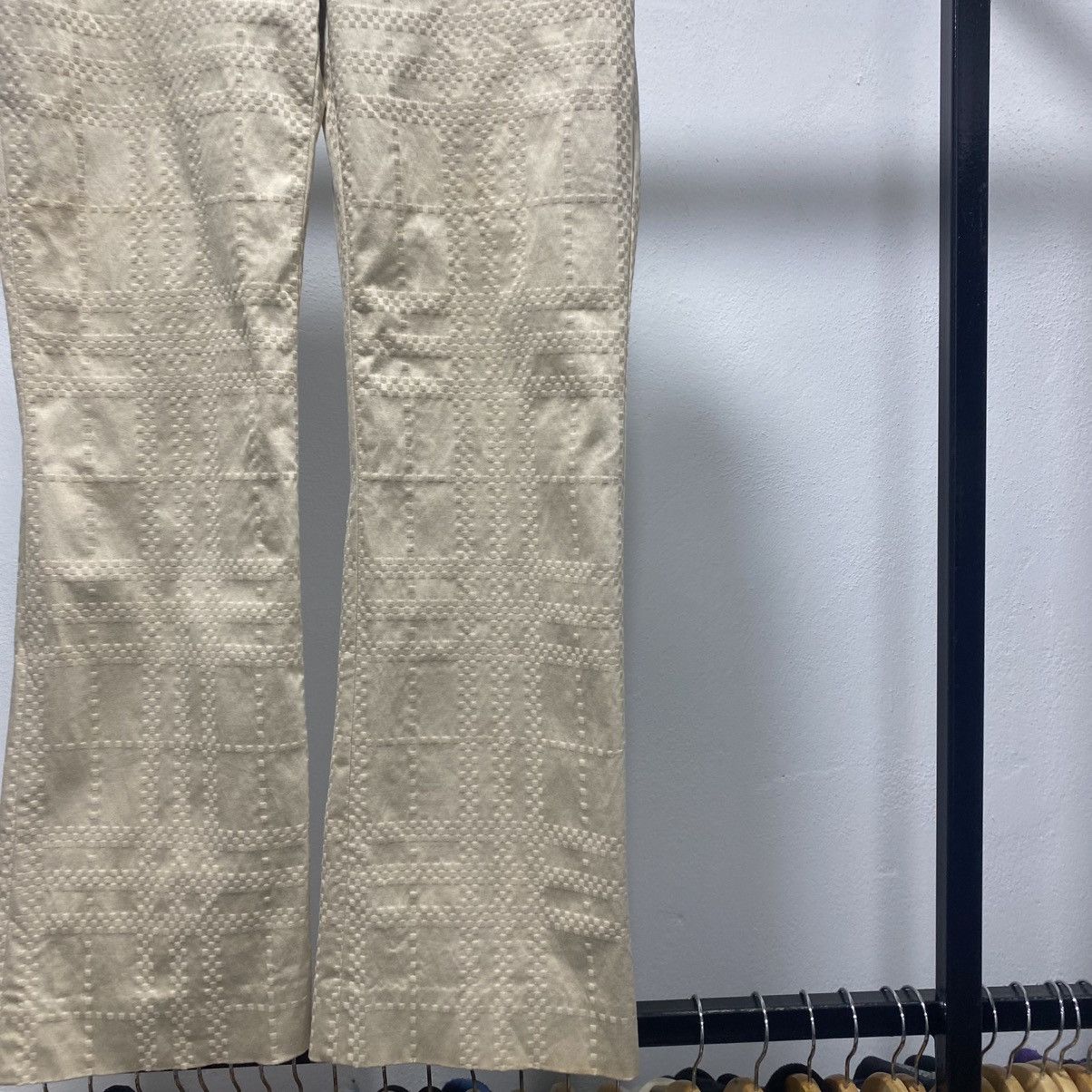 Burberry × Designer Sickkk☠️Burberry 3D Braille Flare Pants Trousers Size 29" - 2 Thumbnail