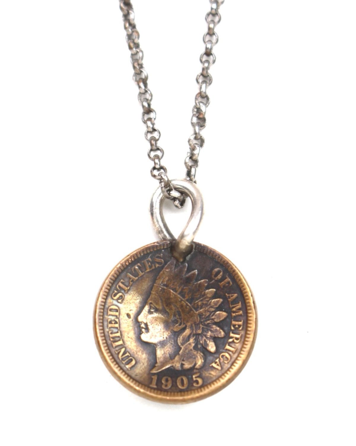 Vintage 1905 INDIAN HEAD PENNY STAR CHARM PENDANT NECKLACE Size ONE SIZE - 1 Thumbnail