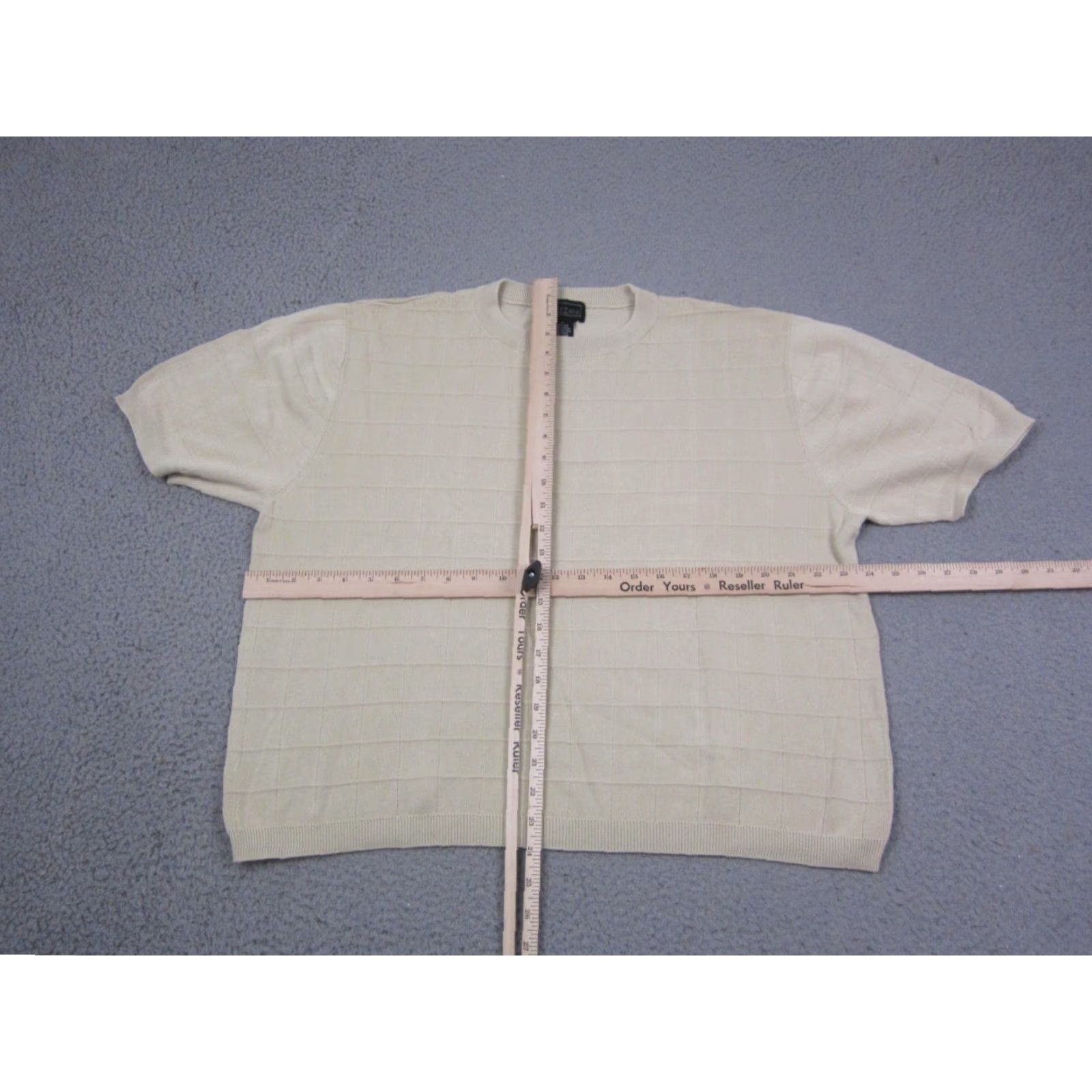 Vintage Vintage Cezani Sweater Mens Large Creme Silk Cotton Windowpane Knit Short Sleeve Size US L / EU 52-54 / 3 - 4 Thumbnail