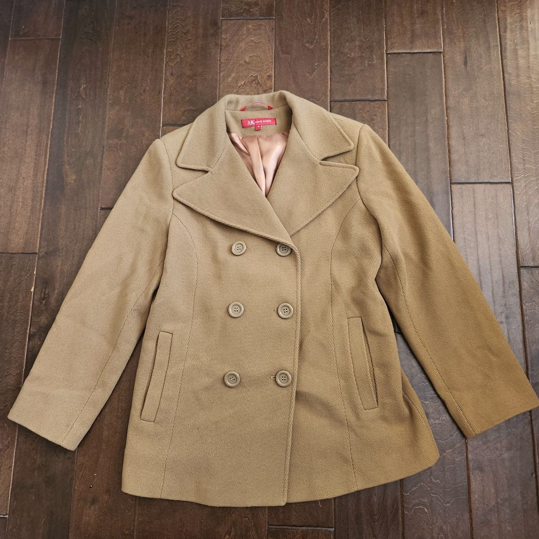 Anne Klein VINTAGE Anne Klein Womens Peacoat Tan Wool Blend Jacket Medium Double Breasted Size M / US 6-8 / IT 42-44 - 2 Thumbnail
