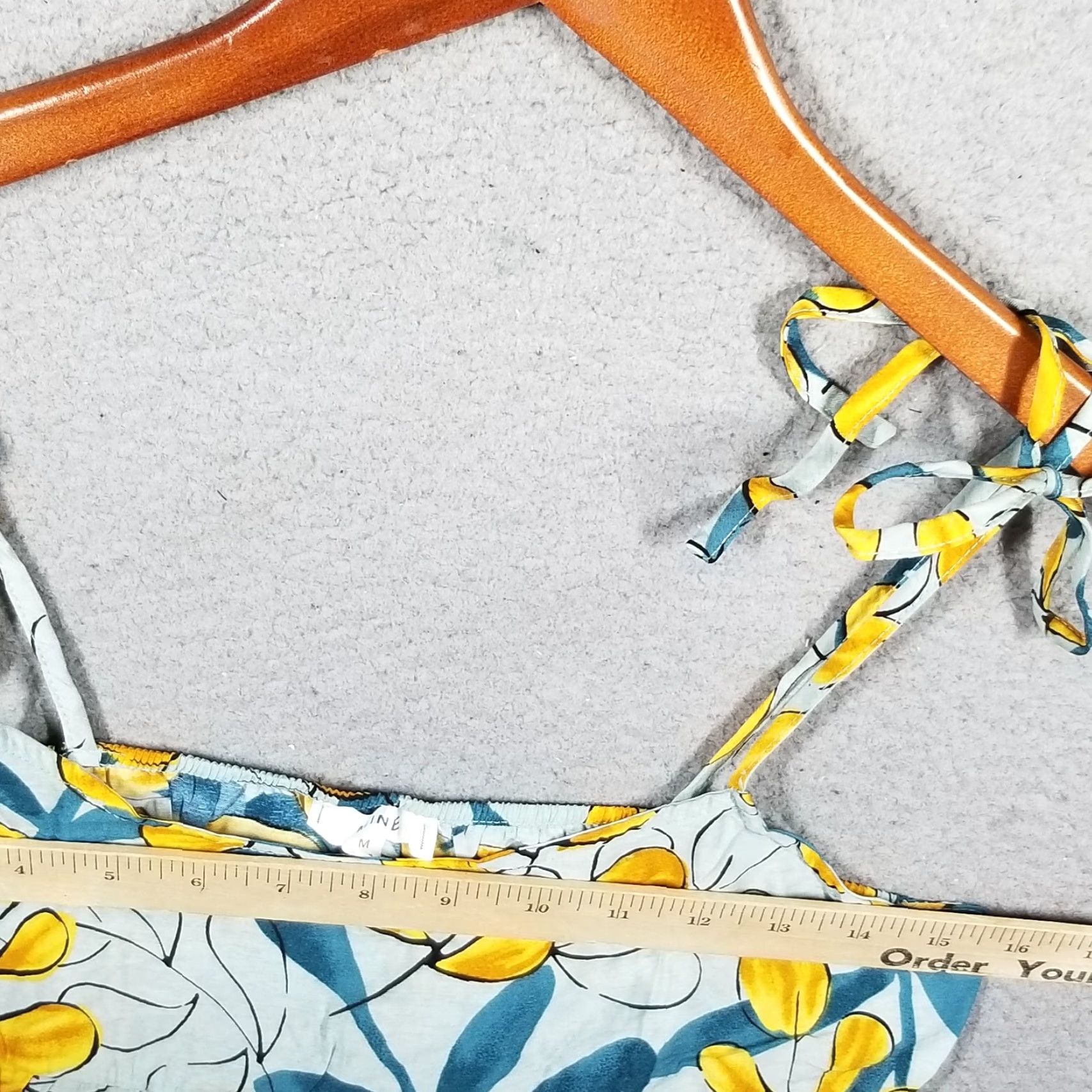 Anthropologie VINTAGE Anthropologie MINE Floral Tank Top Women Medium Blue Yellow Sleeveless Spaghetti Neck Casual Size M / US 6-8 / IT 42-44 - 5 Thumbnail