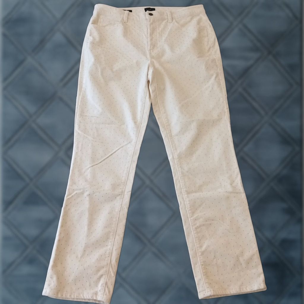 Talbots VINTAGE Talbots Velveteen Pants Womens Size 12 Beige Polka Dot Straight Leg Chino 33x29 Size 34" / US 12 / IT 48 - 1 Thumbnail