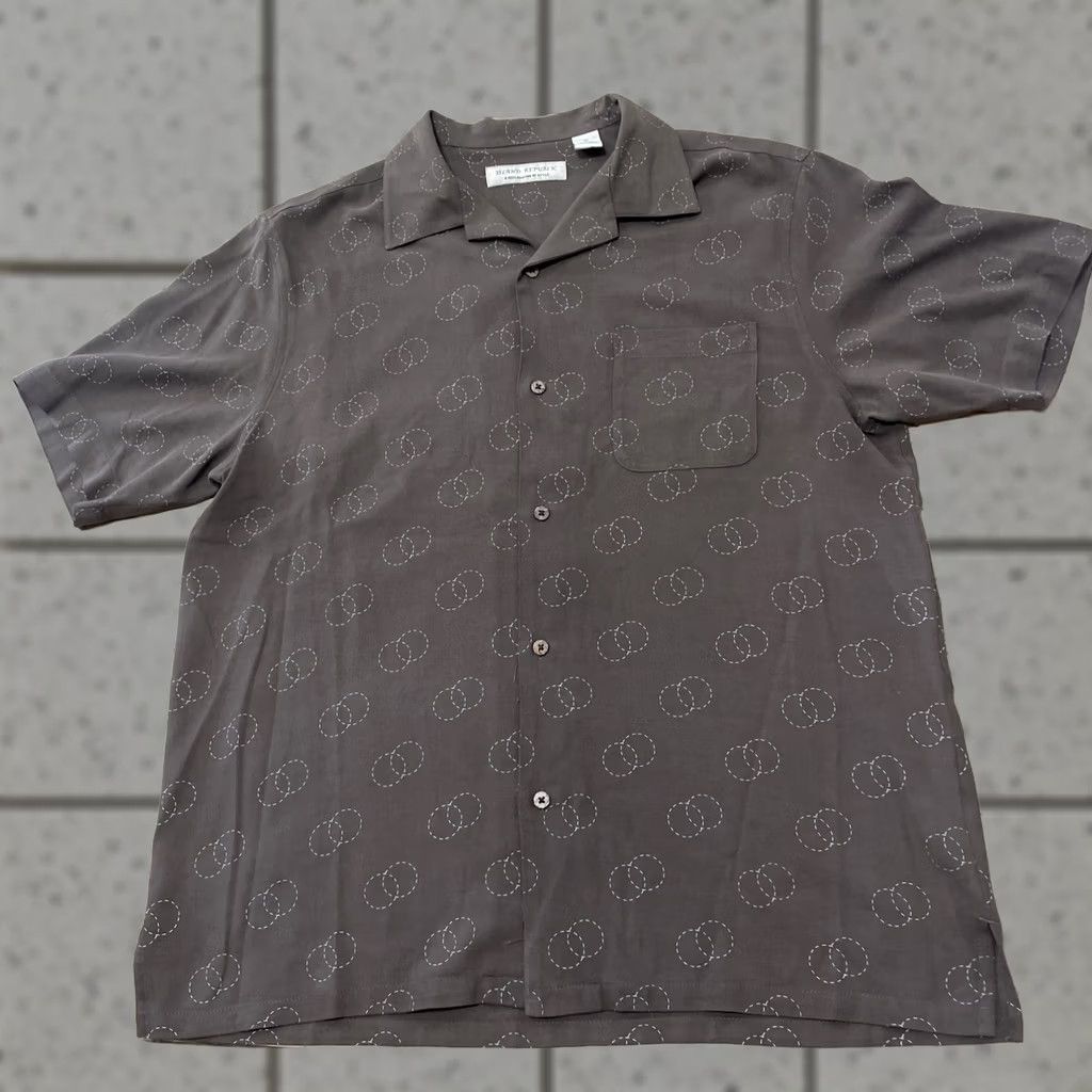 Vintage VINTAGE Island Republic Silk Button Shirt Men XL Relaxed Brown Western Geometry Circles Button-Up Collared Short Sleeve Western Theme Mens Size US XL / EU 56 / 4 - 1 Thumbnail