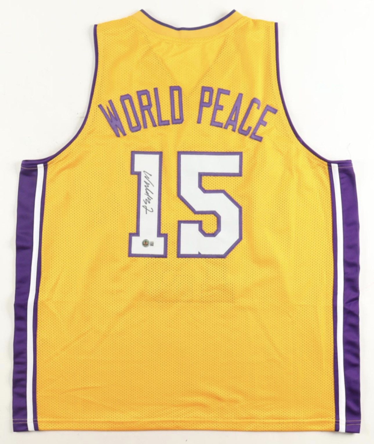 NBA RON ARTEST WORLD PEACE AUTOGRAPHED LOS ANGELES LAKERS JERSEY Size US XL / EU 56 / 4 - 1 Thumbnail
