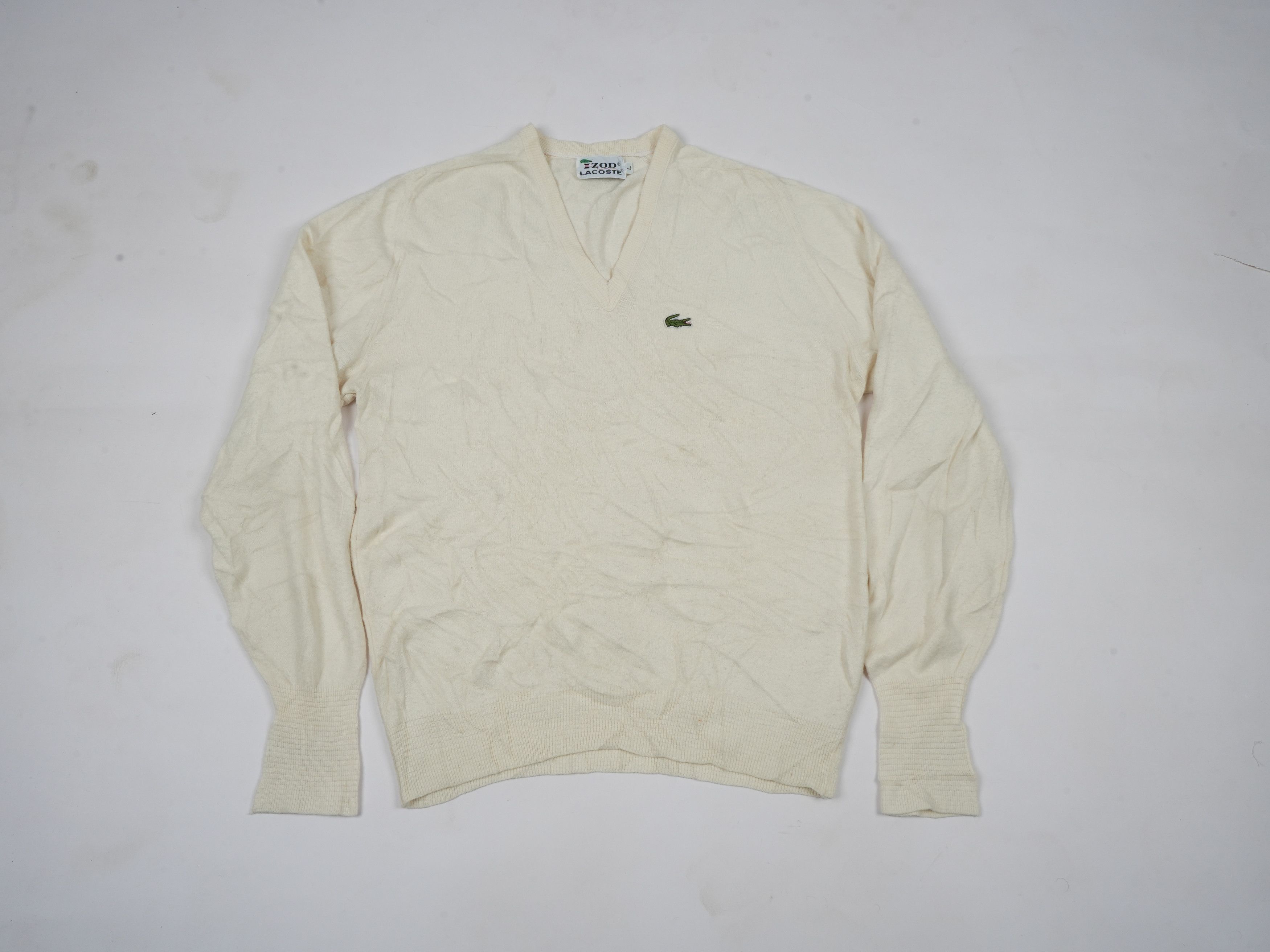 Lacoste Vintage Izod Lacoste V Neck Sweater Jumper Size US L / EU 52-54 / 3 - 1 Thumbnail