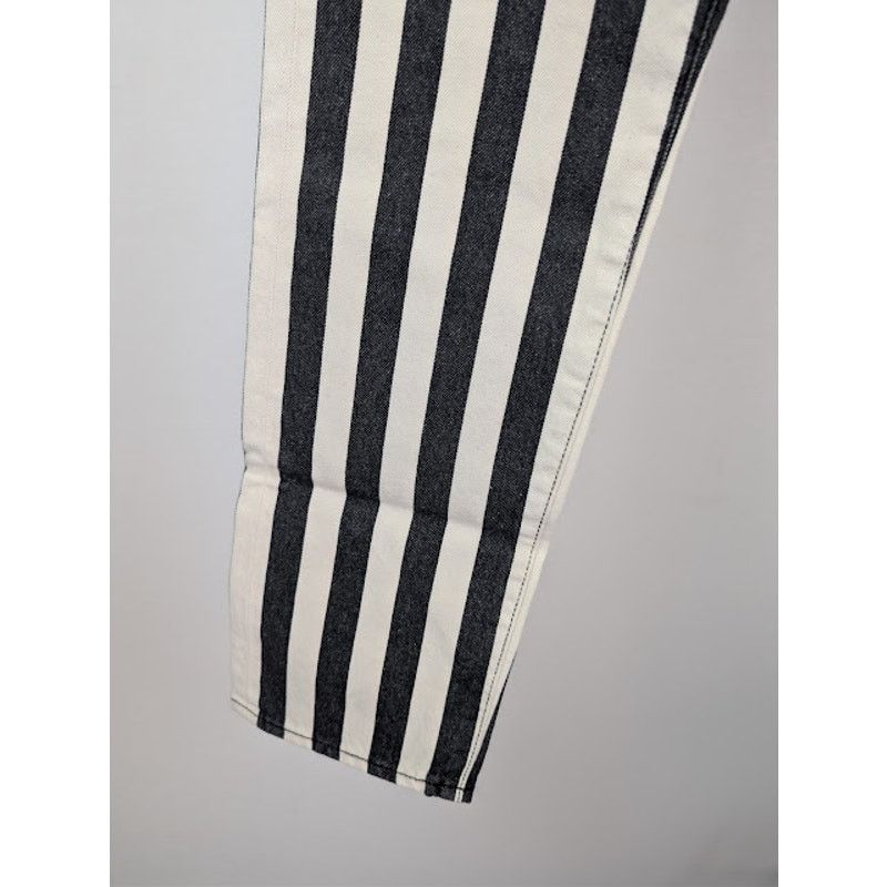 Saint Laurent Paris o1rshd1 Fold Bespoke Stripe Straight Denim Jeans Black/White Size US 30 / EU 46 - 9 Thumbnail