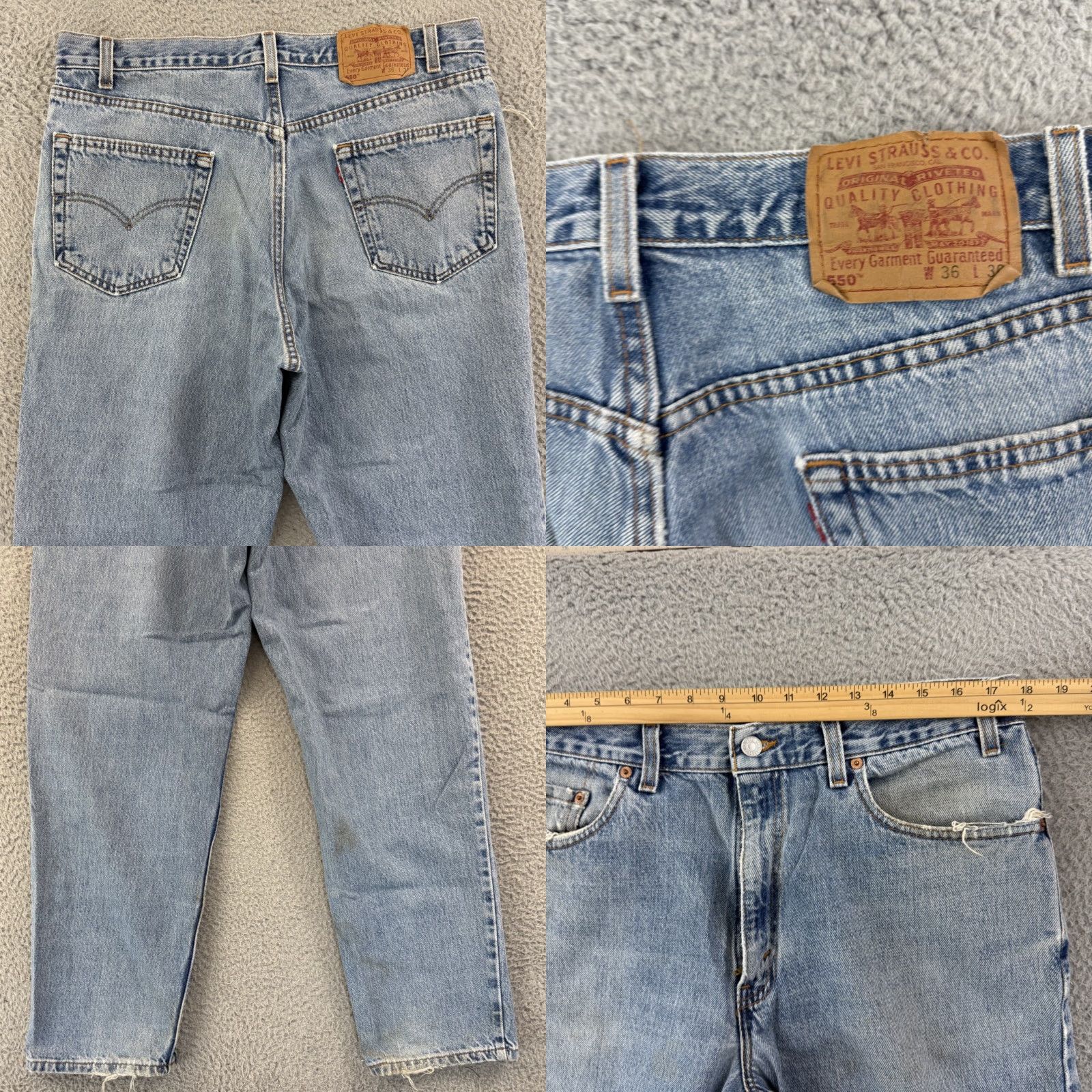 Levi's VINTAGE Levi's 550 Jeans Mens 36x30 Blue Distressed 90s Logo USA 5-Pocket Denim Straight Relaxed 90s Size US 36 / EU 52 - 8 Thumbnail