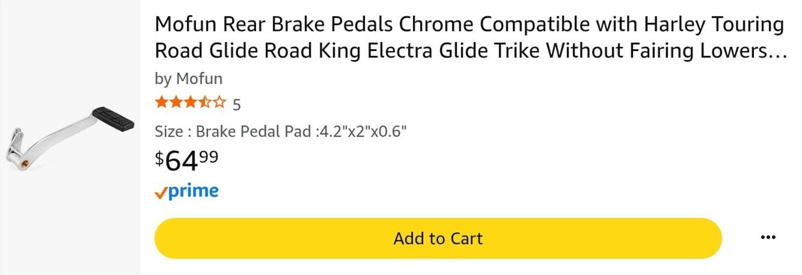 The Mountain Rear Brake Pedal Compatible with Harley Road Glide Road Size ONE SIZE - 2 Thumbnail